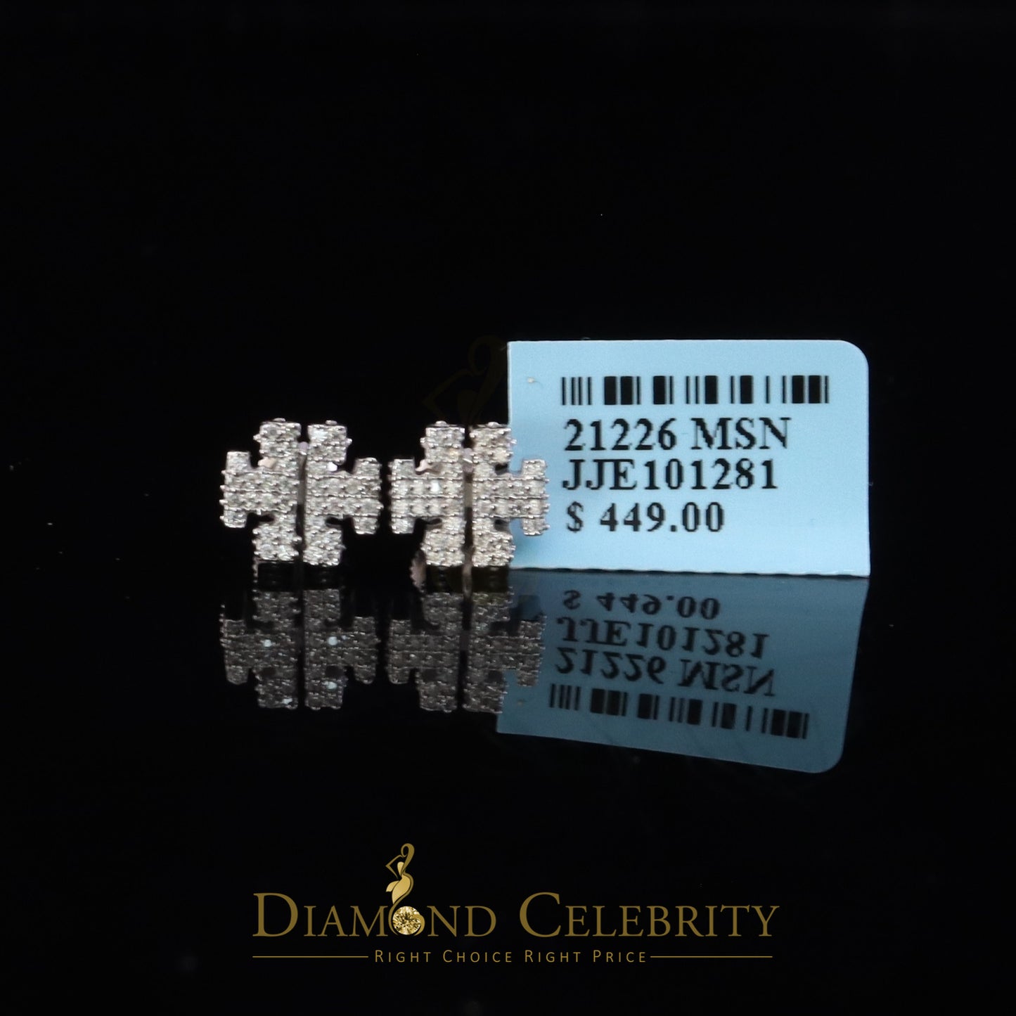 Diamondcelebritees Men's/Womens 925 Silver White 1.00ct VVS 'D' Moissanite Tory Burch Stud Earrings