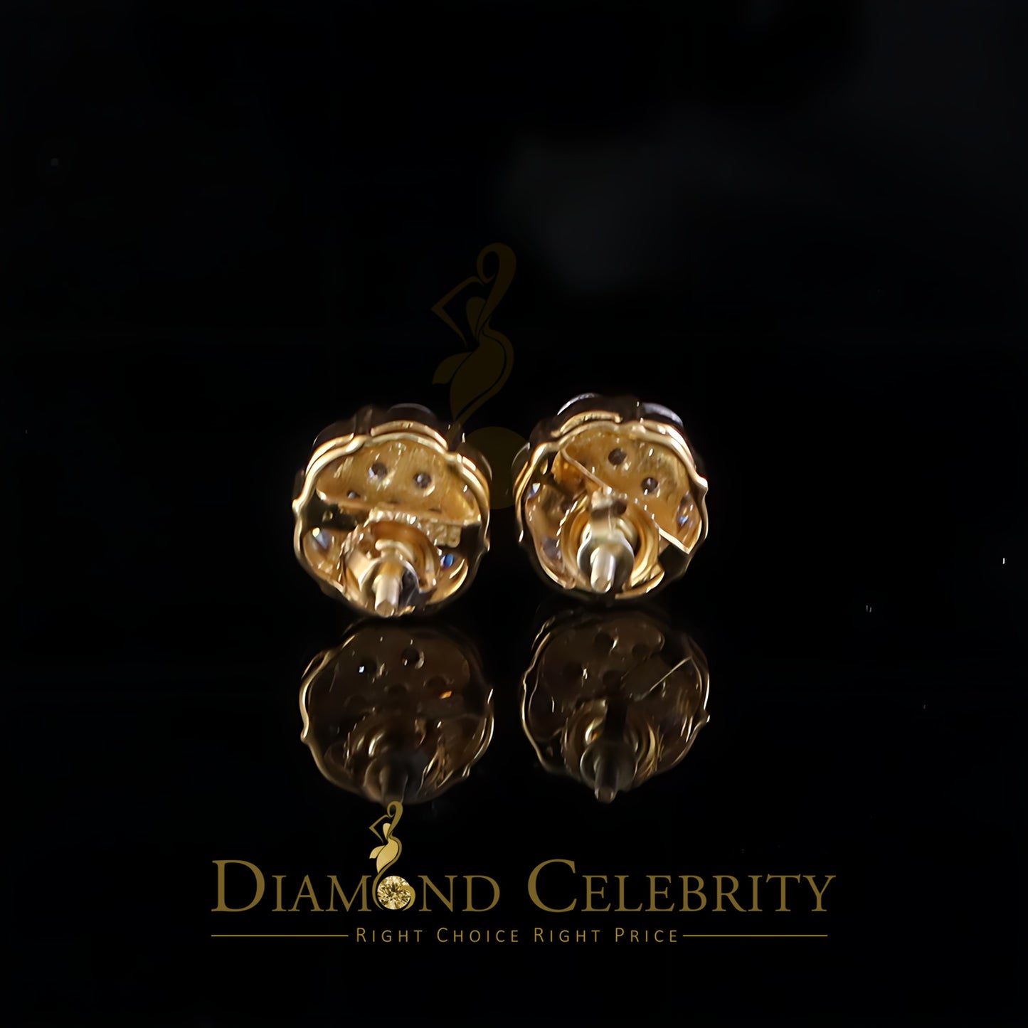 DiamondCelebritees 925 Moissanite Yellow flower 1.00ct Silver Women'sMarquise Stud Earrings VVS' D