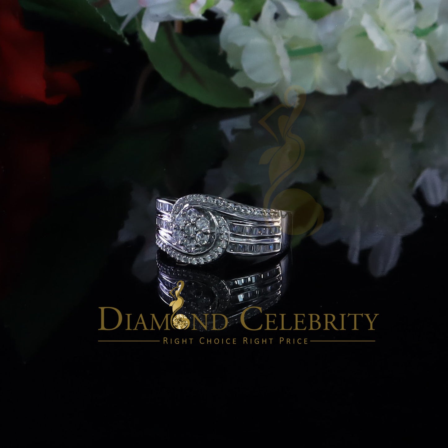 DiamondCelebritees 925 Sterling Silver 1.70ct White Cubic Zirconia Engagement Womens Ring Size 8