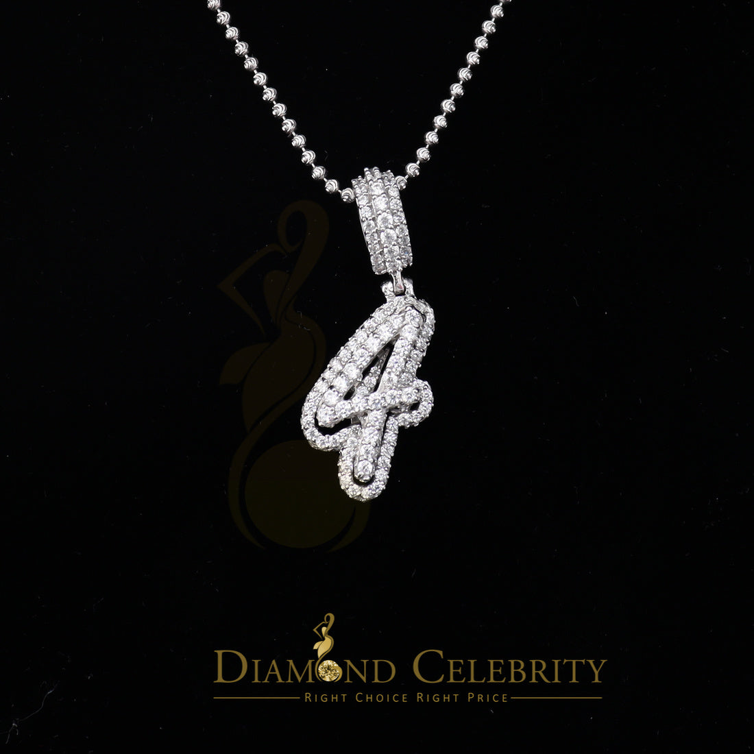 DiamondCelebritees Promise Numeric Number '1' Sterling Silver Pendant White Cubic Zirconia Stone