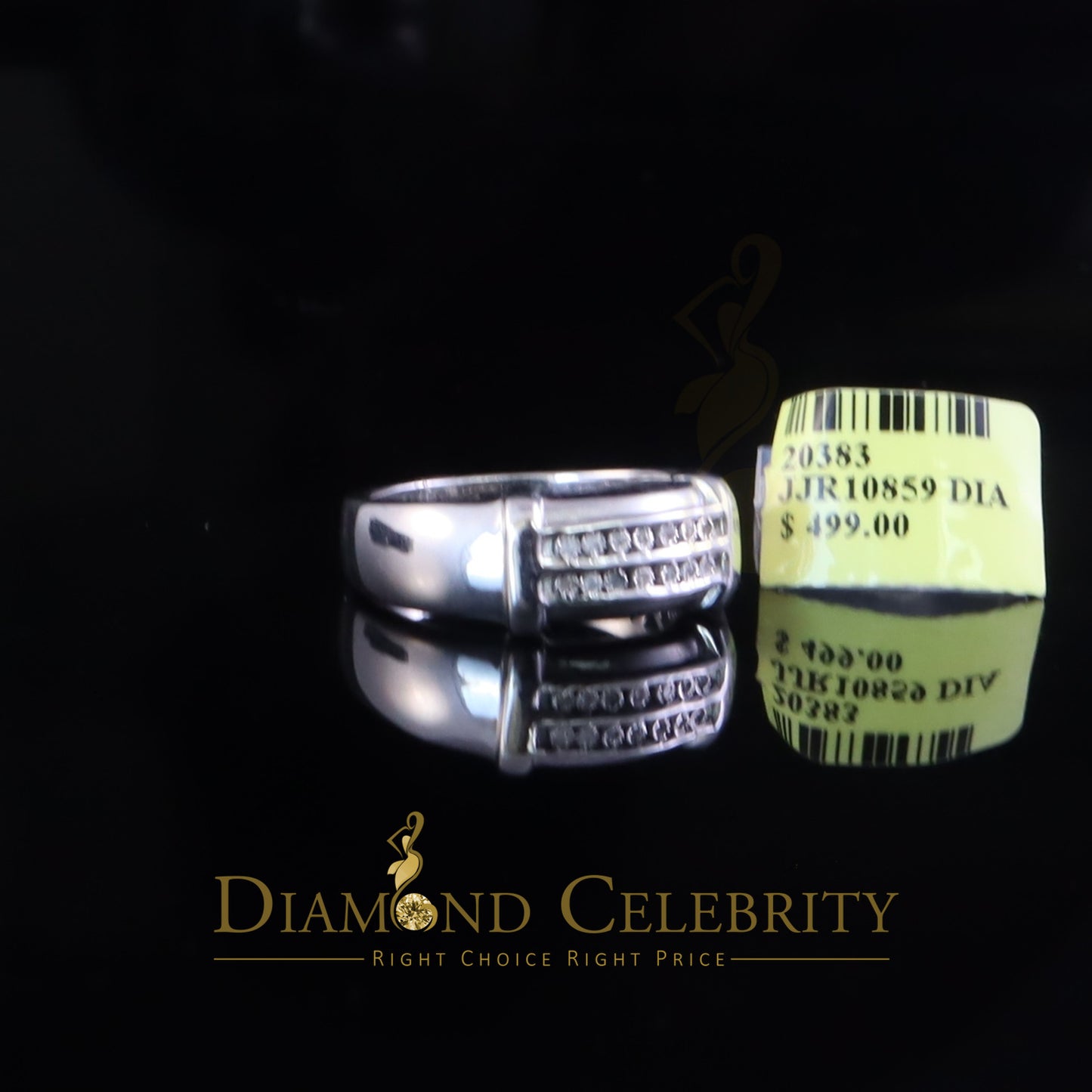 DiamondCelebritees 0.05cts Sterling White Double Row Men's Wedding Band Rings Size 10 In 925 Silver