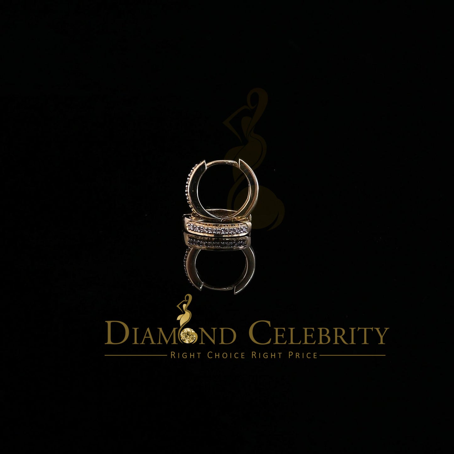 DiamondCelebritees 0.07ct Diamond 925 Sterling Silver Yellow Hoop Stud Earrings For Men's / Women's