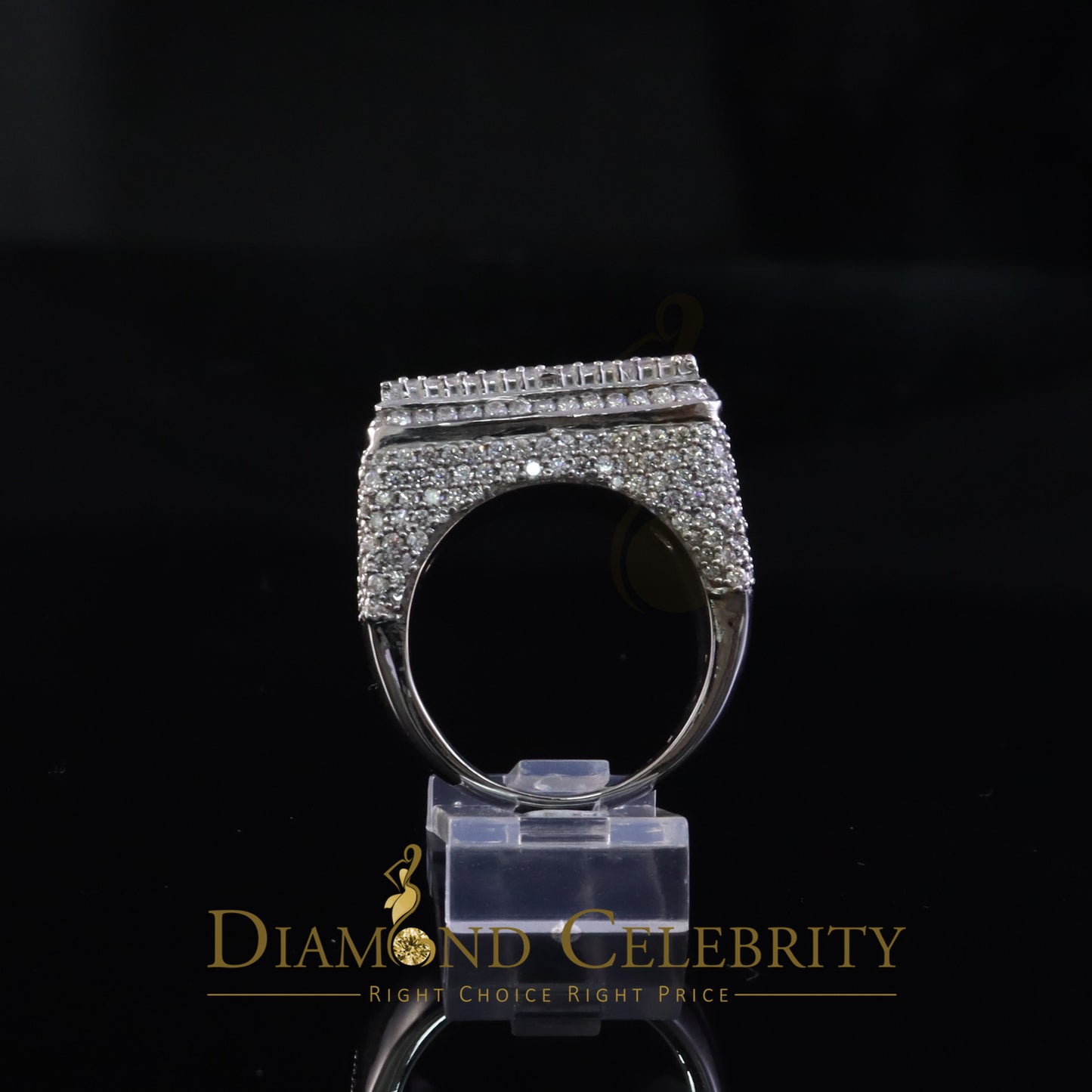 DiamondCelebritees Rectangle Rings Size 10 for Men's 925 White Silver 6.50ct VVS 'D' Moissanite