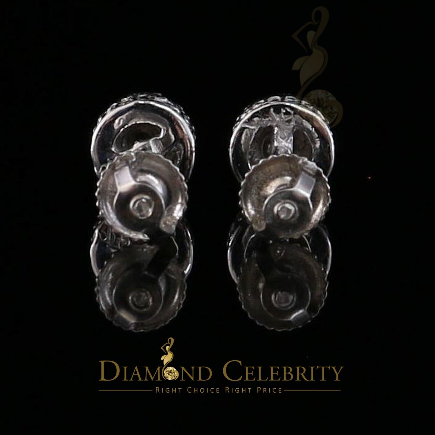 DiamondCelebritees 925 Sterling Silver 0.05ct Diamond For Women's/ Men's White Stud Round Earrings