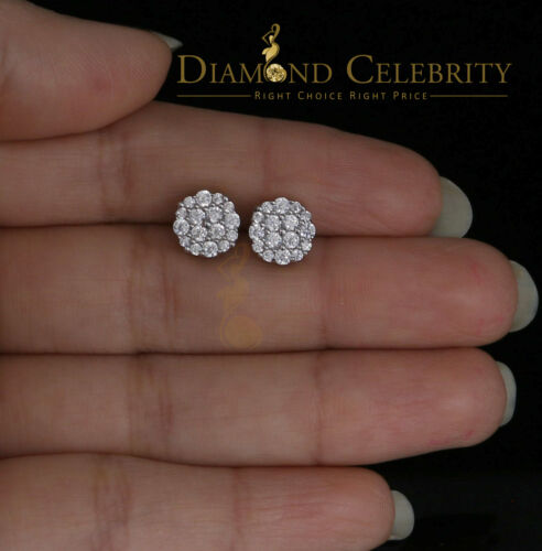DiamondCelebritees 925 White Silver Sterling 0.87ct Cubic Zirconia Round Women's Stud Earrings