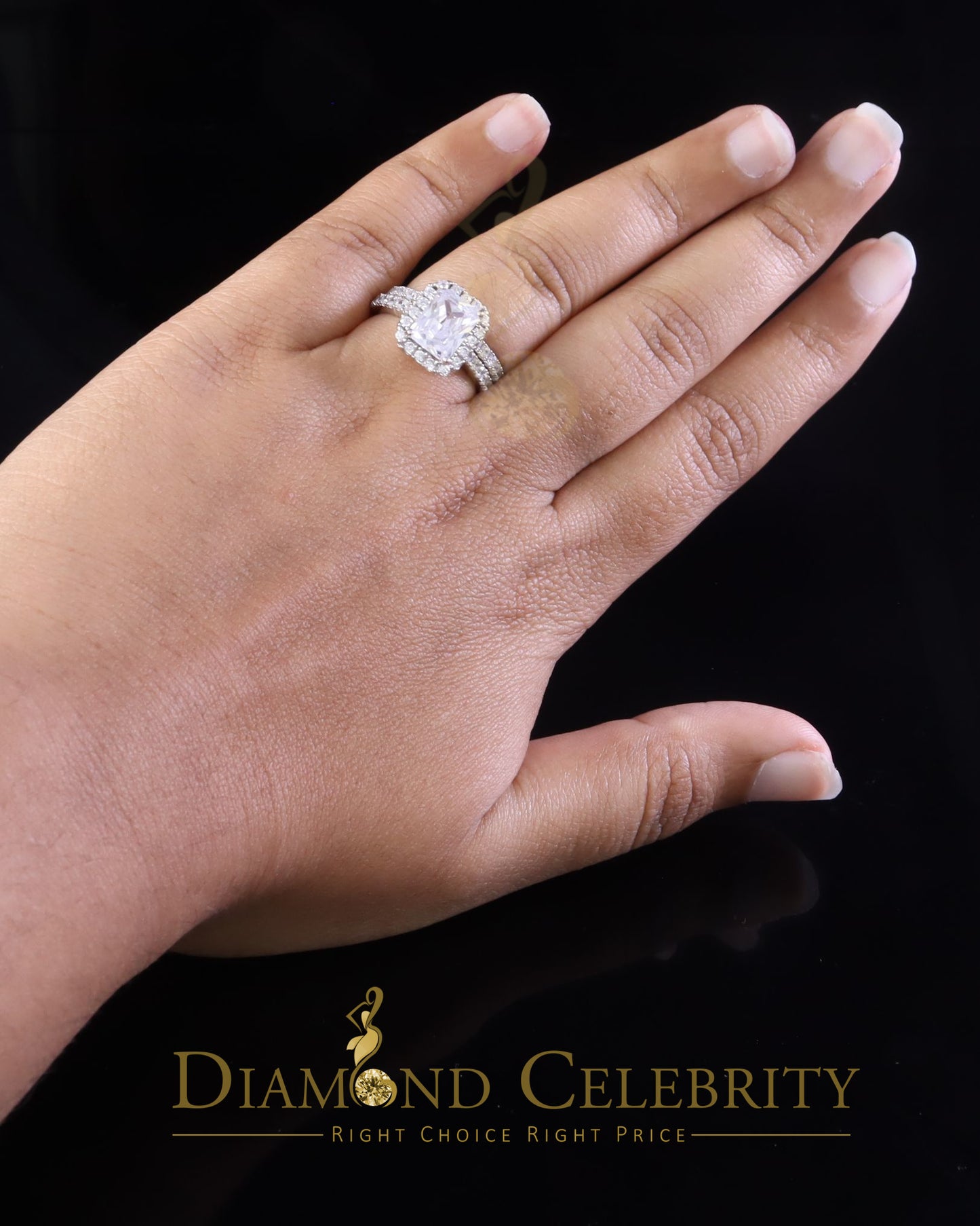 DiamondCelebritees 6.04ct White Cubic Zirconia 925SterlingSilver Bridal Fashion Womens Ring SZ 6.5