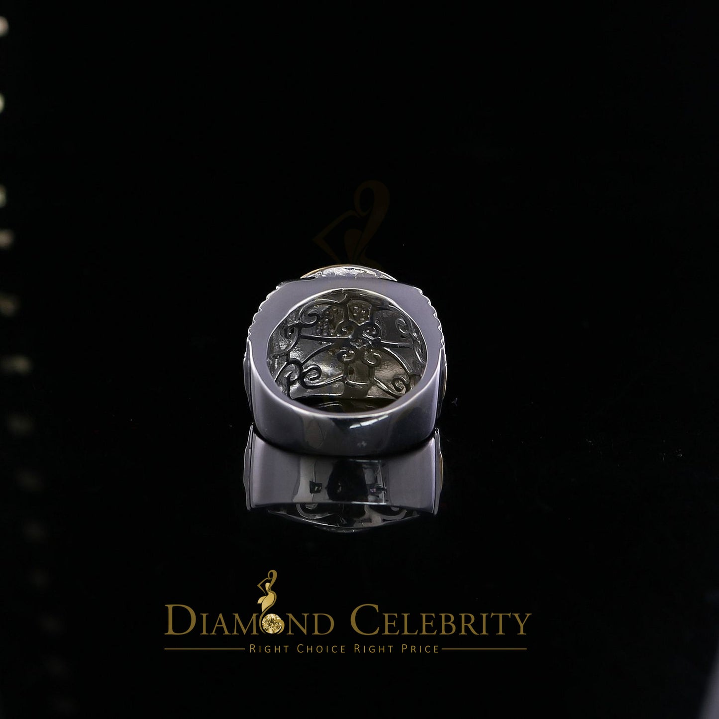 DiamondCelebritees 0.50ct Real Diamond Men's Sterling White Silver Two Tone Wide White Ring SZ 9
