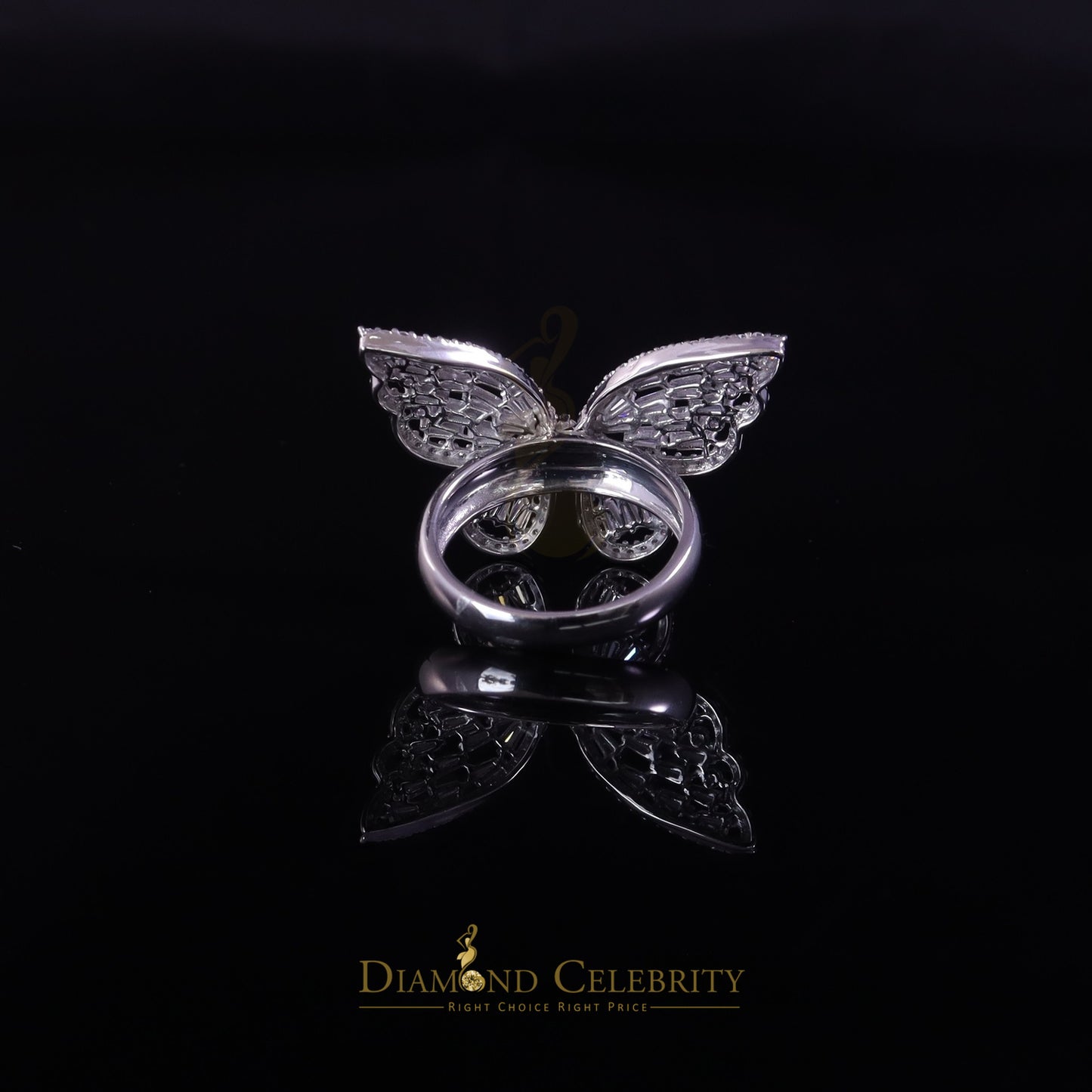 DiamondCelebritees Men's/Womens 925 Silver White 1.75ct VVS 'D' Moissanite Butterfly Rings Size 7