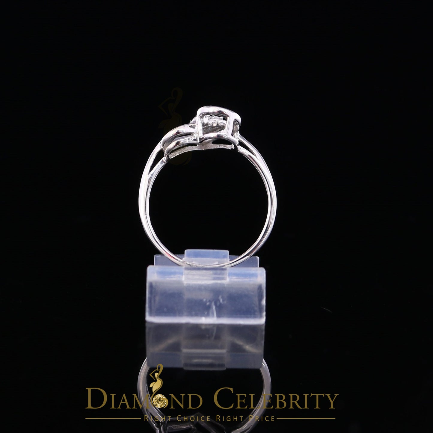 DiamondCelebritees Real Diamond 0.05ct 925 Sterling White Silver Heart Engagement Womens Ring SZ 7