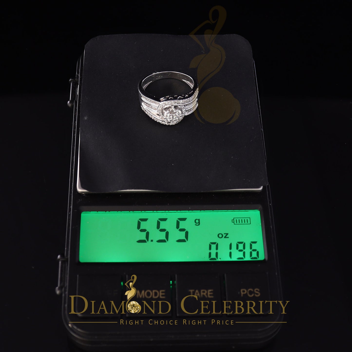 DiamondCelebritees 925 Sterling Silver 1.70ct White Cubic Zirconia Engagement Womens Ring Size 8