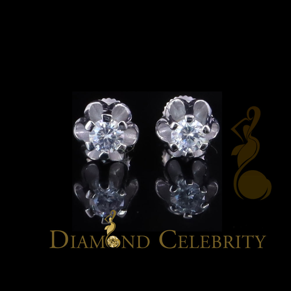Diamondcelebritees 0.33ct VVS 'D' Moissanite Men's/Womens 925 Silver White Buttercup Stud Earrings