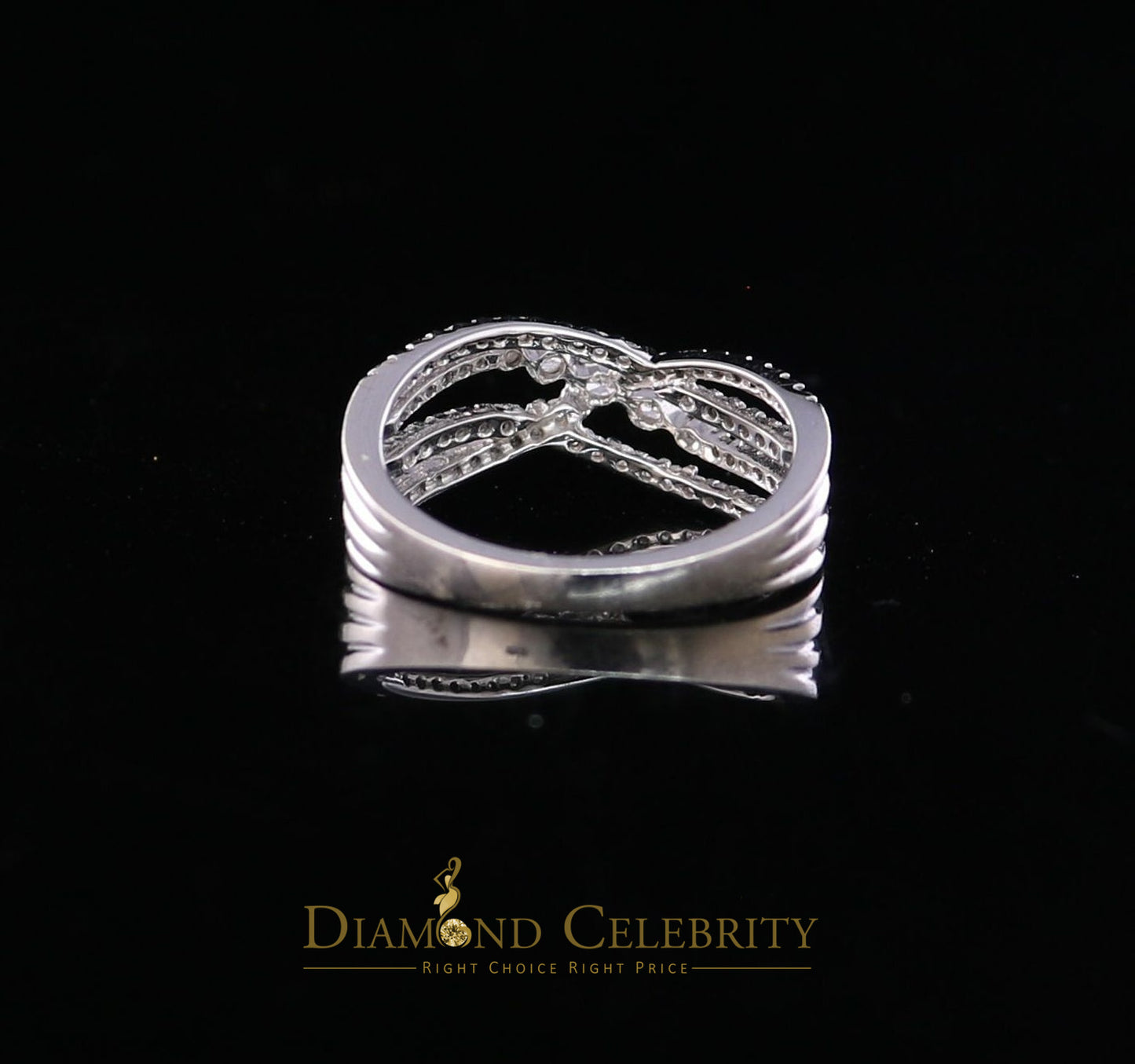 DiamondCelebritees Real 14 kt White Gold with 0.50 CT Genuine Diamond Crown Womens Ring Size 7