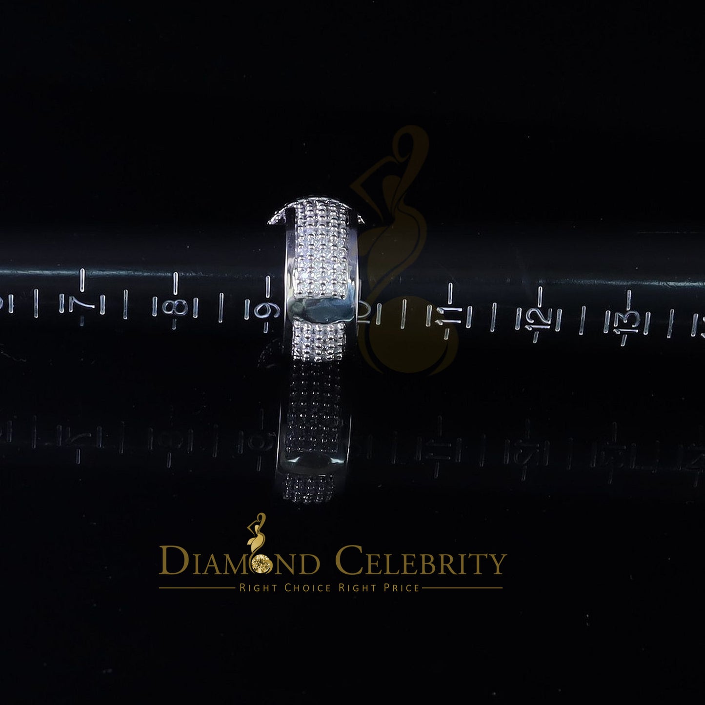 DiamondCelebritees 925 Silver White 15.00ct Cubic Zirconia Engagement Men's Round Ring Size 9.5