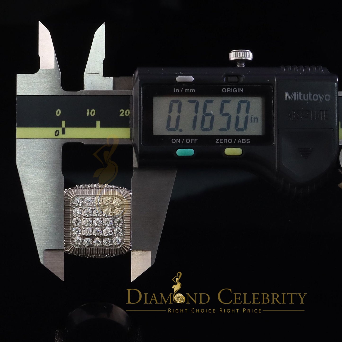 DiamondCelebritees Sterling 925 White Silver 6.50ct VVS 'D' Moissanite Square Rings SZ10 for Men's
