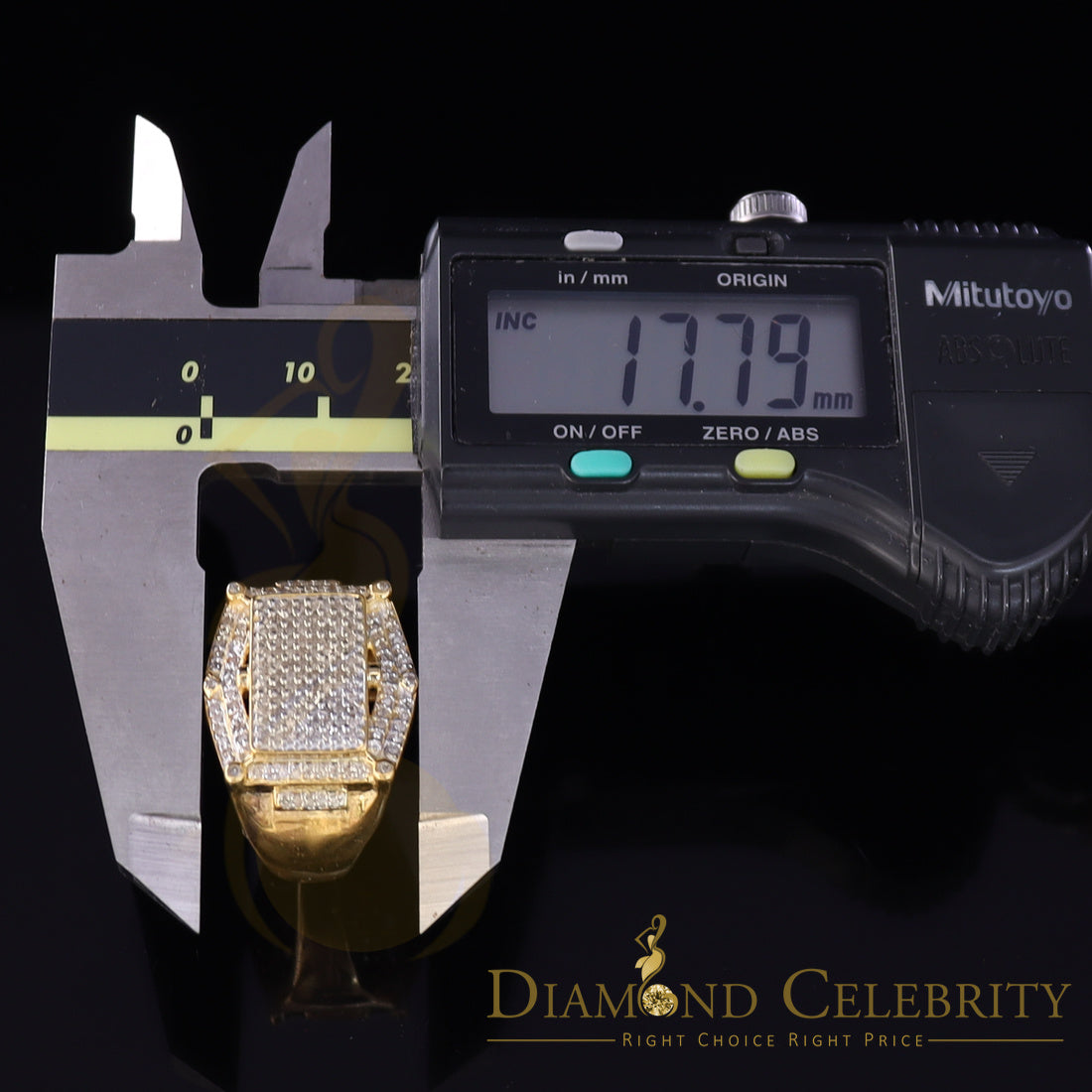 DiamondCelebritees 0.66 CT Real Diamond Men's 925 Sterling SilverYellow Ring Size 11 Square Shape