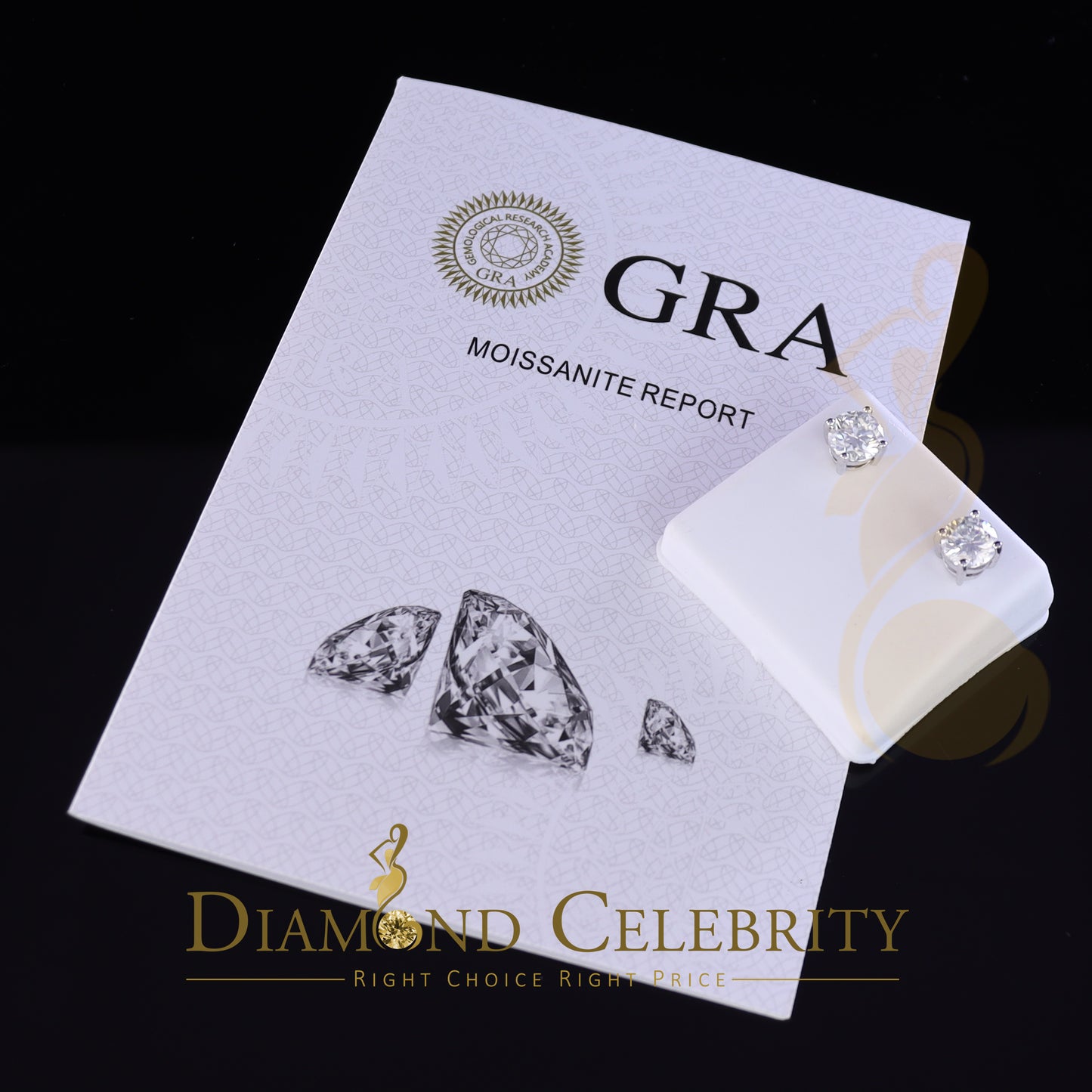 Diamondcelebritees 2.50ct VVS 'D' Moissanite Men's/Womens 925 Silver White Round Stud Earrings