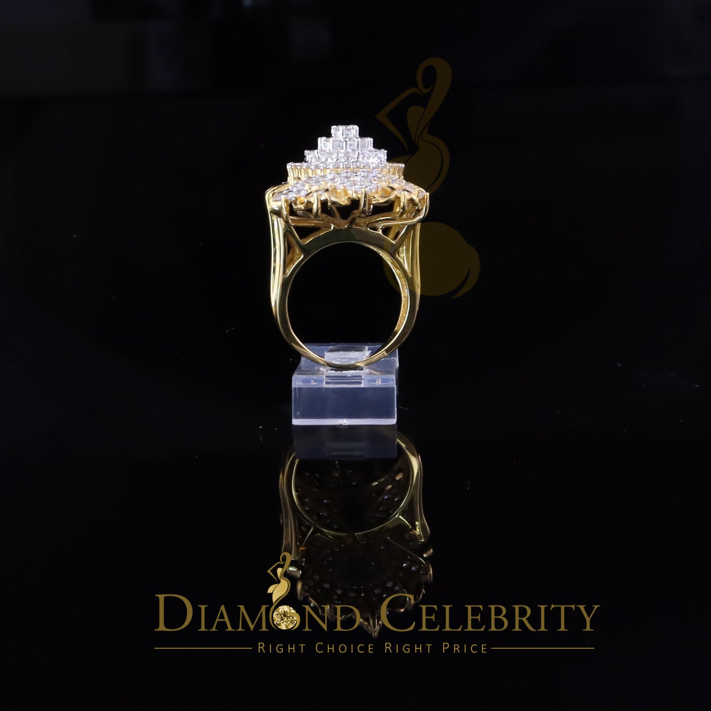 DiamondCelebritees 11.00ct Cubic Zirconia 925 Sterling Silver Yellow Cocktail Womens Ring Size 9