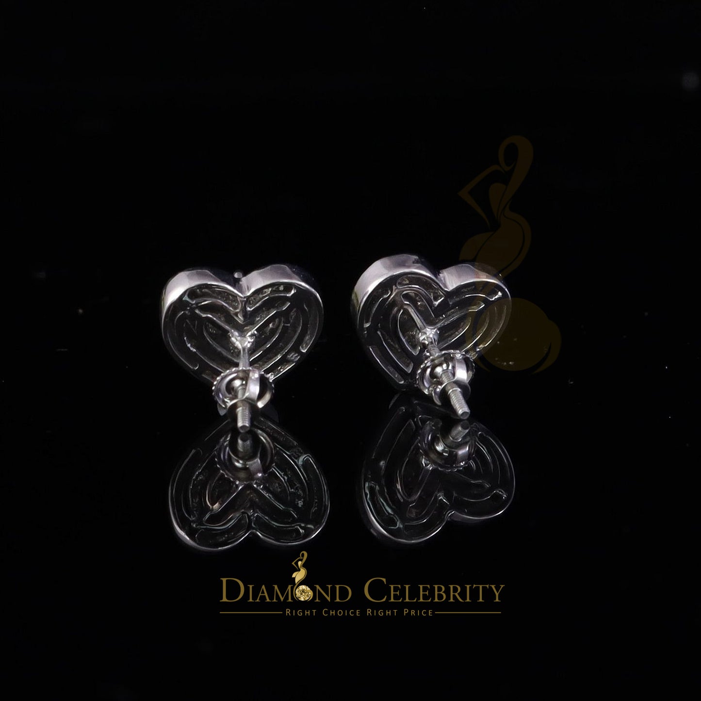 Diamondcelebritees Women's 0.33ct VVS 'D' Moissanite 925 Silver White HEART Diamond Cut Earrings