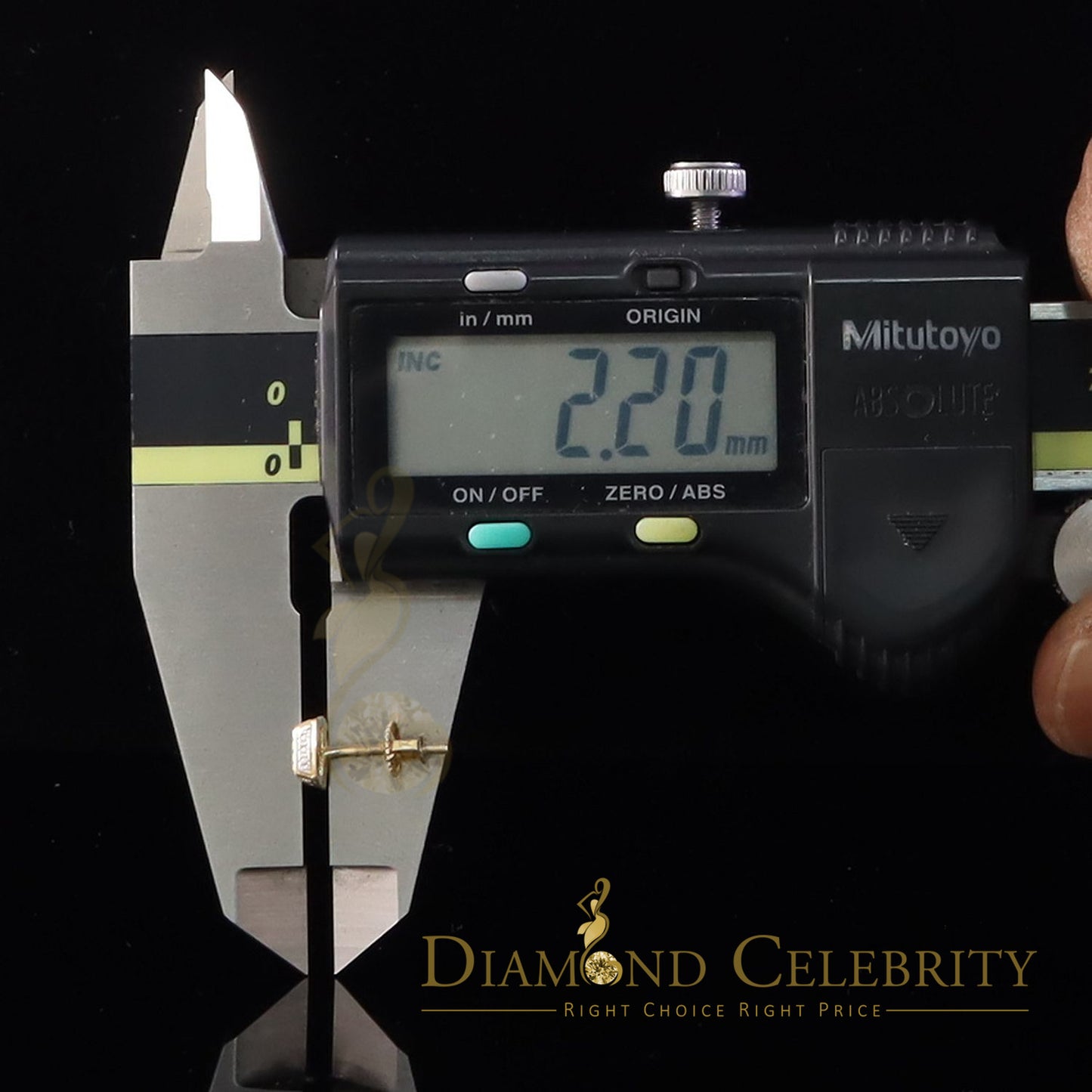 DiamondCelebritees 0.05ct Diamond Square Earrings For Women Yellow 925 Sterling Silver Stud For Men