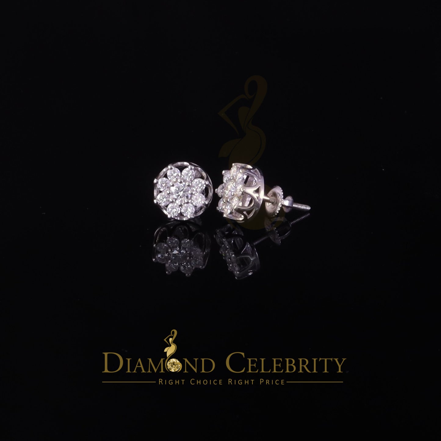 Diamondcelebritees Men's & Womens 925 Silver White 0.75ct VVS 'D' Moissanite Round Stud Earrings
