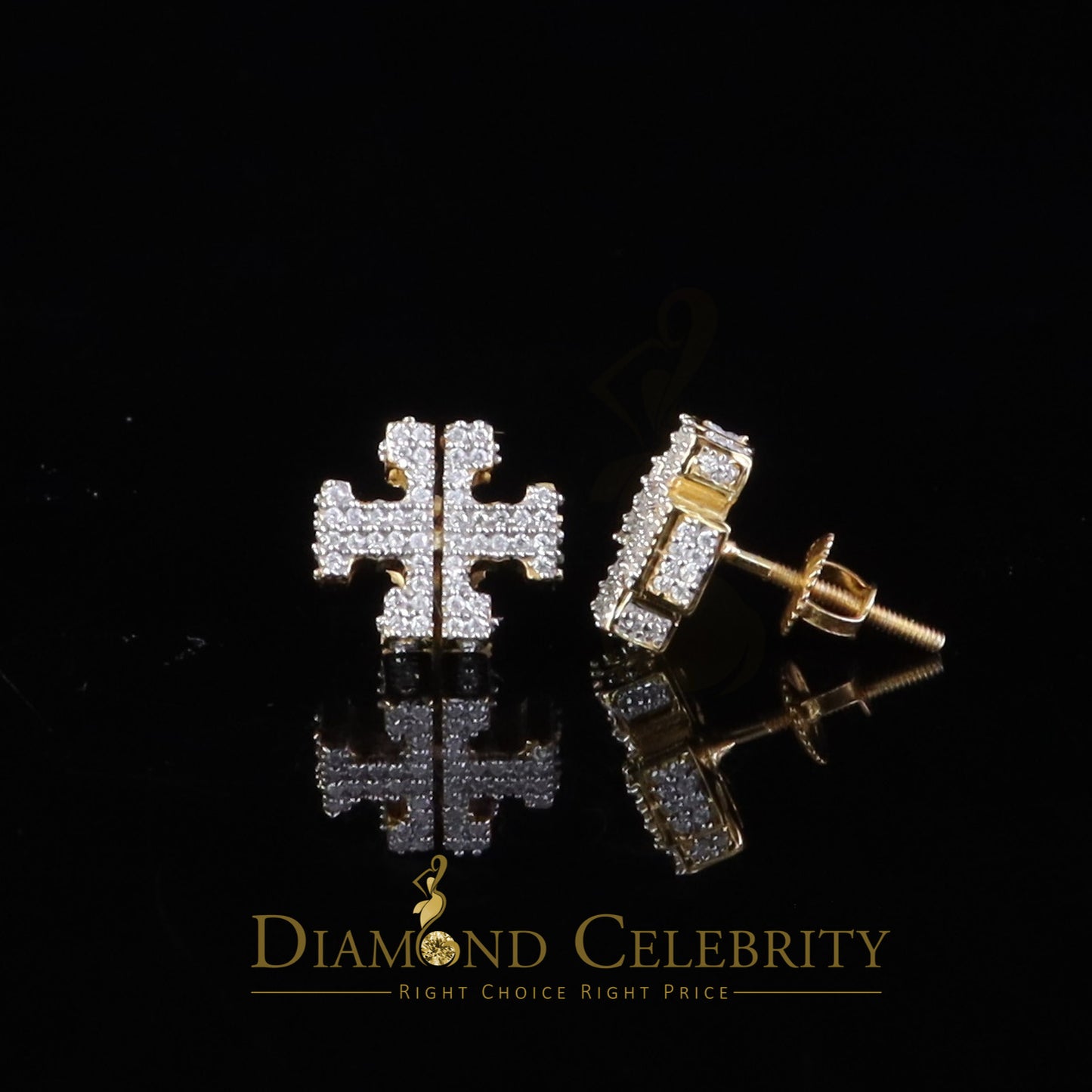 DiamondCelebritees Yellow 925 Silver Moissanite 1.0ct VVS 'D' Men's/Womens Designer Stud Earrings