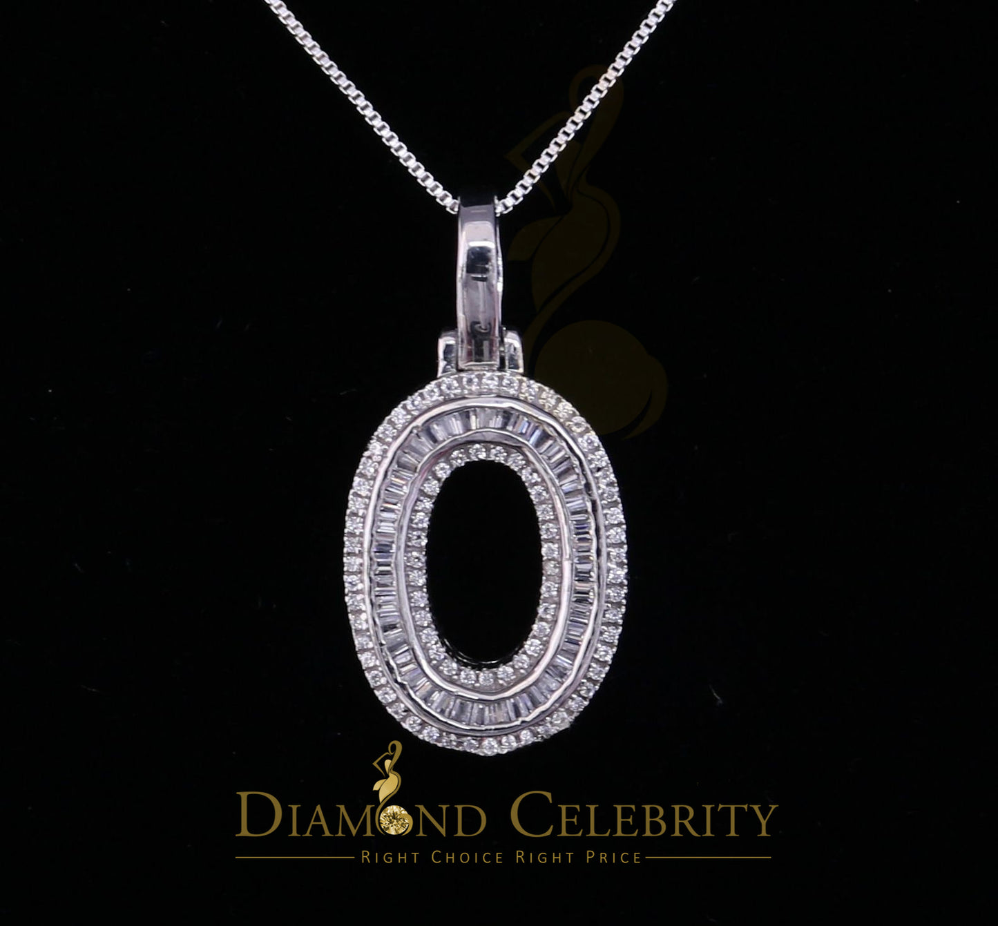 DiamondCelebritees White Bugutte Initial All Alphabet Sterling Silver Pendant with Cubic Zirconia