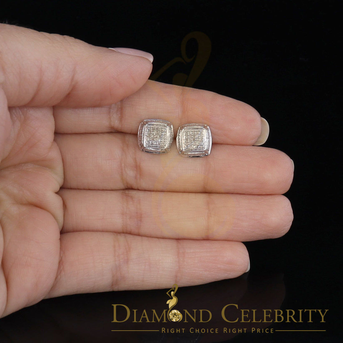 DiamondCelebritees 925 Sterling Silver Hip Hop Men's & Women's 0.15ct Real Diamonds White Earrings