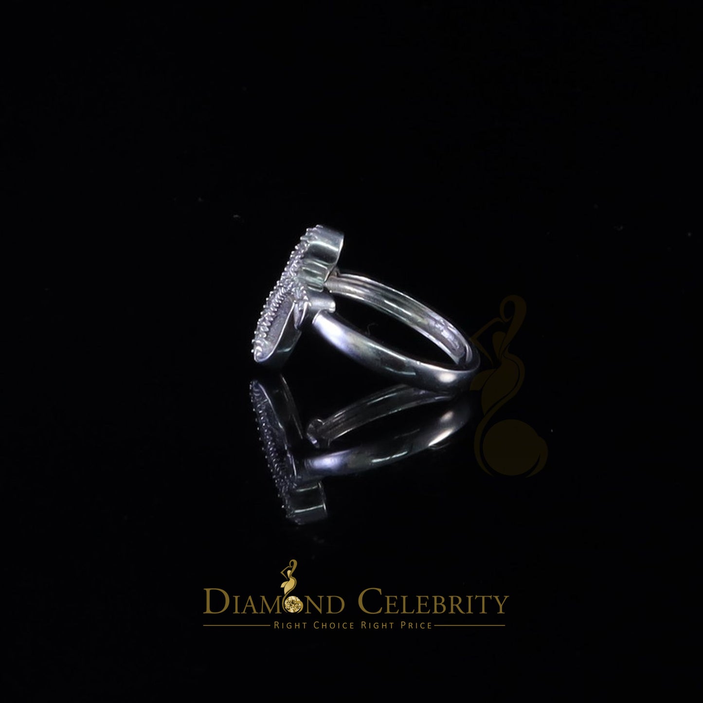 DiamondCelebritees Diamond Celbrity Cubic Zirconia 0.20ct White Silver Set Womens Cross Ring Size 7