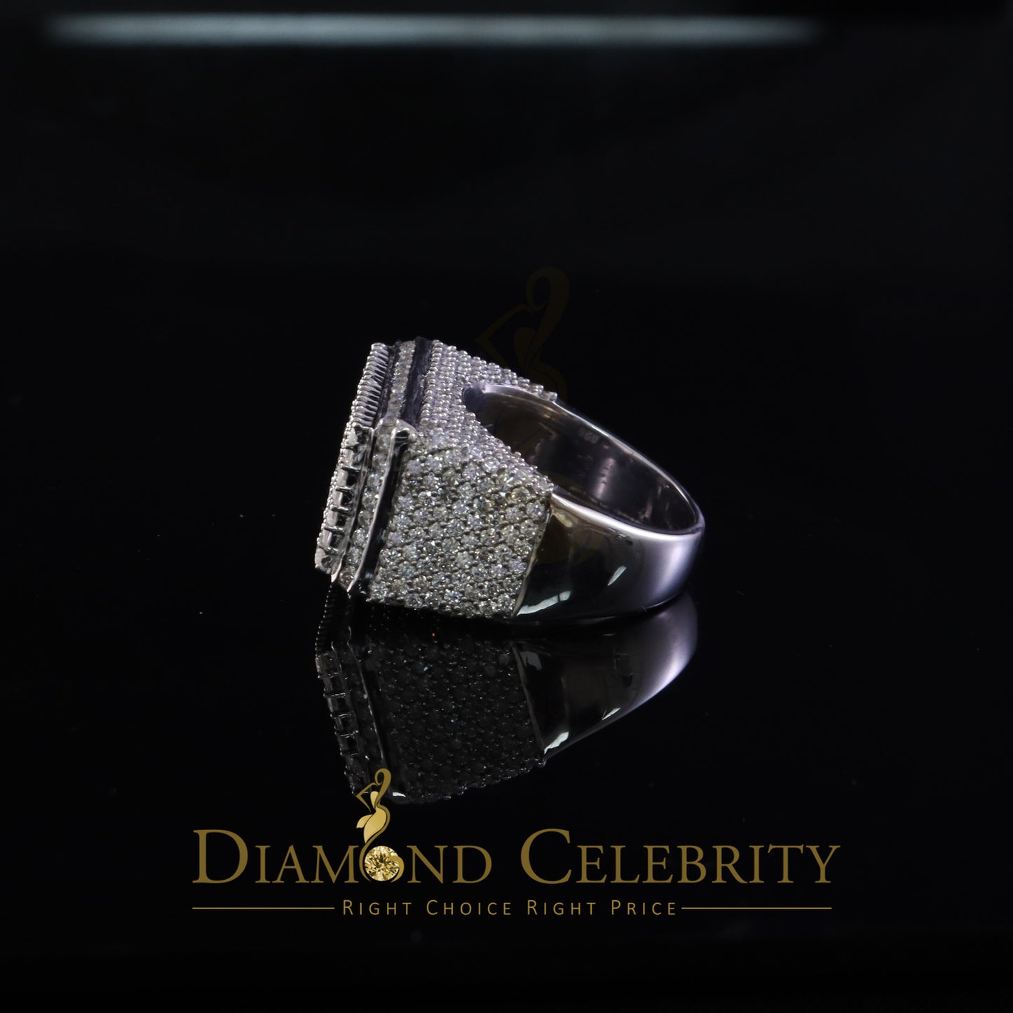 DiamondCelebritees Rectangle Rings Size 10 for Men's 925 White Silver 6.50ct VVS 'D' Moissanite