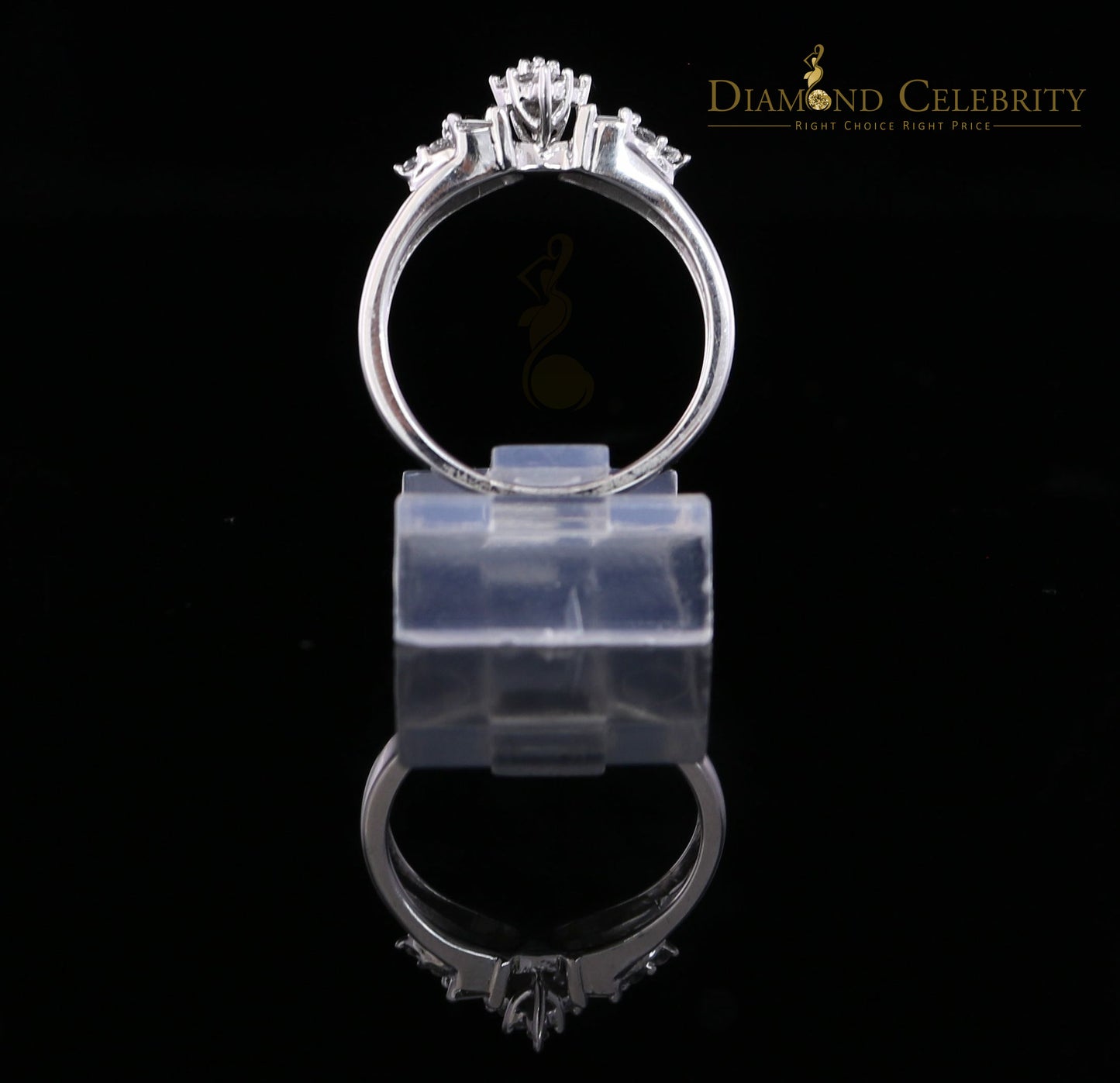 DiamondCelebritees Real 10k White Gold with 0.25CT Real Diamond Womens Diamond shape Ring Size 7