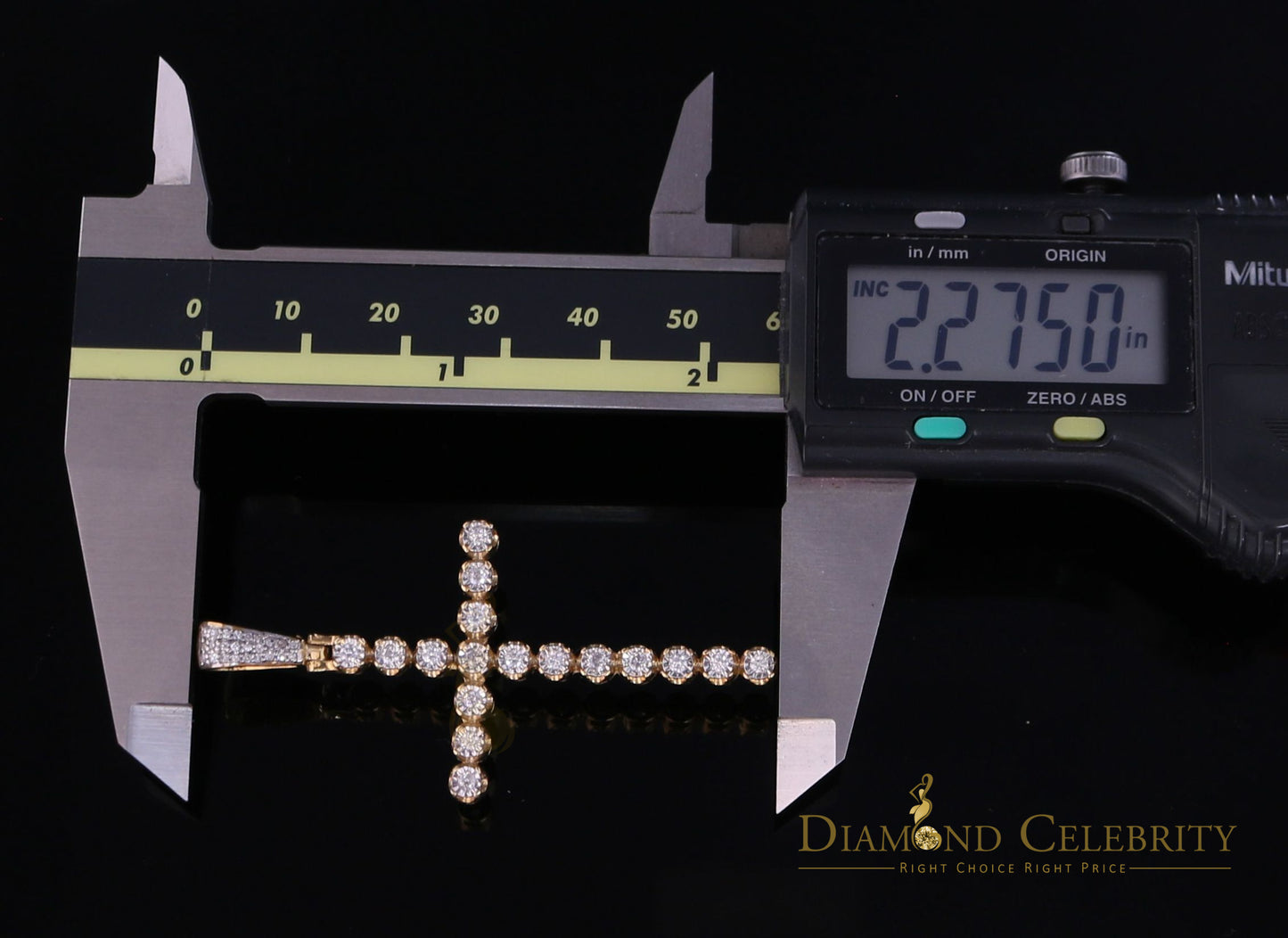 DiamondCelebritees Real 1.0ct Diamond Sterling Silver CROSS Charm Fashion Necklace Yellow Pendant