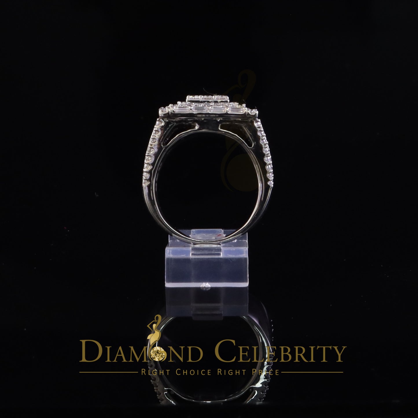 DiamondCelebritees 5.00ct VVS 'D' Moissanite 925 Silver White Rectangle Rings Size 10 for Men's