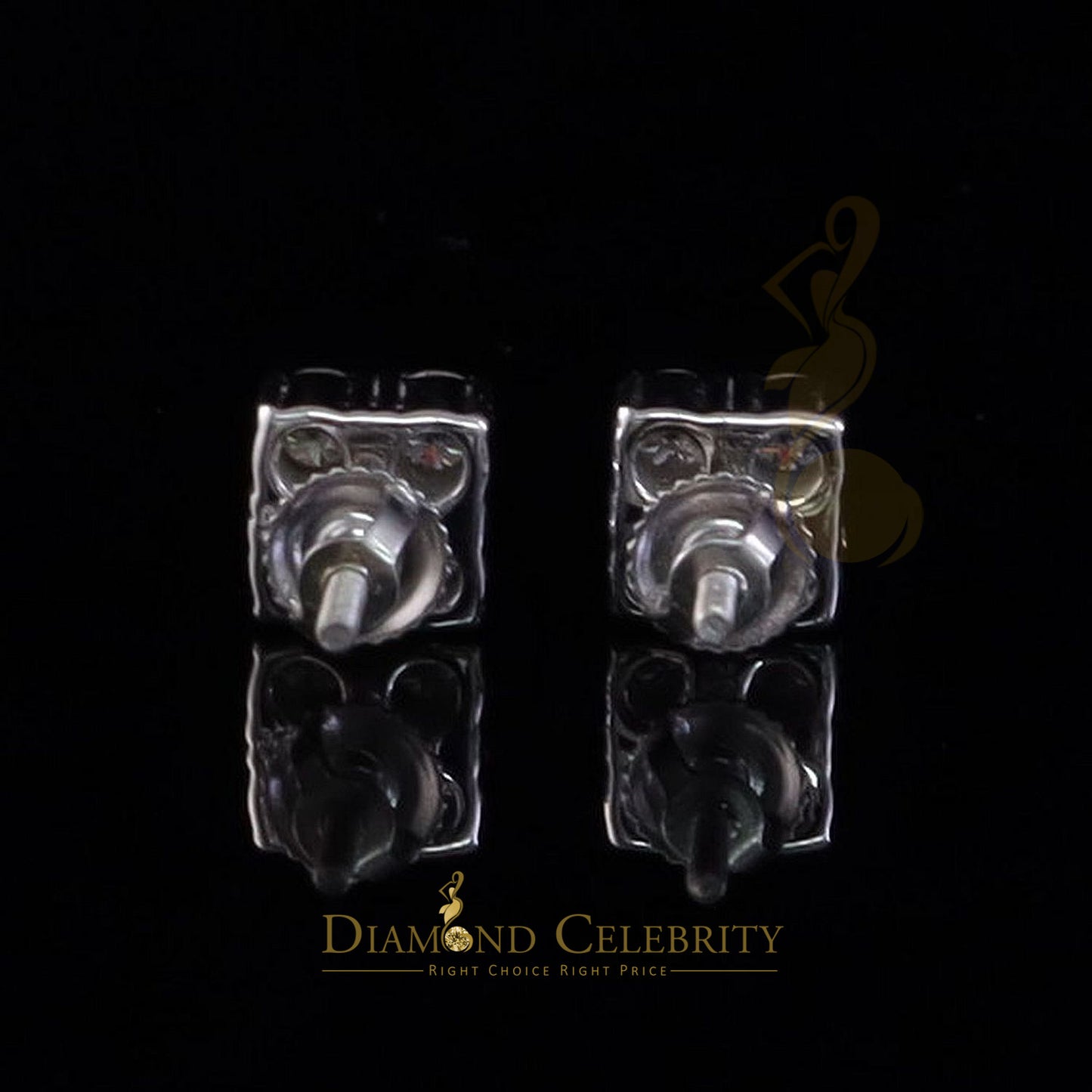Diamondcelebritees Men's/Women's 1.00ct VVS 'D' Moissanite 925 Silver White 4 stone Stud Earrings