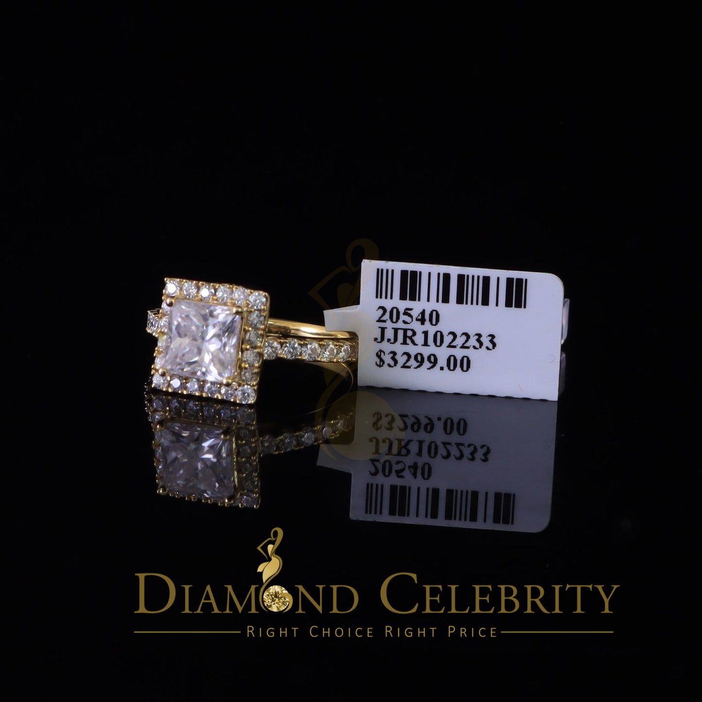 King Of Blings 10K Yellow Gold 3.00CT 'VVS' 'FL' D clr Moissonite Womens Engagement Ring S/7