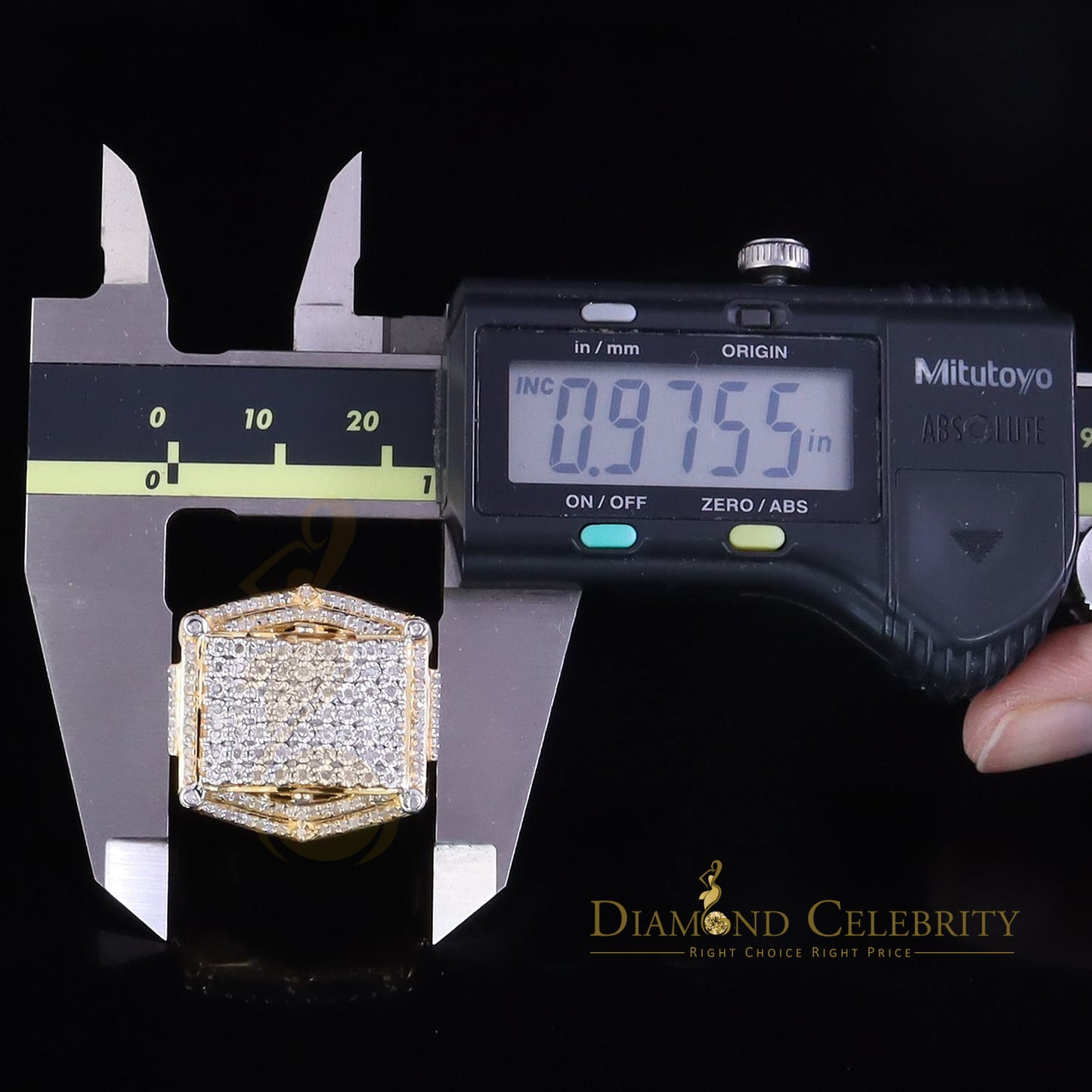 0.66ct Men's Real Diamond 925 Yellow Silver Big Mirage Set Square Rings Size 10