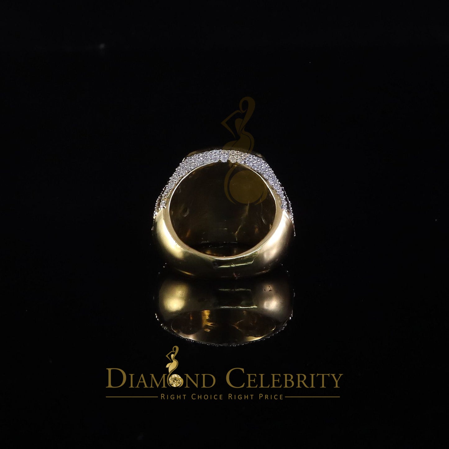 DiamondCelebritees Men's 925 Sterling Silver 5.50ct VVS 'D' Moissanite Yellow Round Rings Size 10