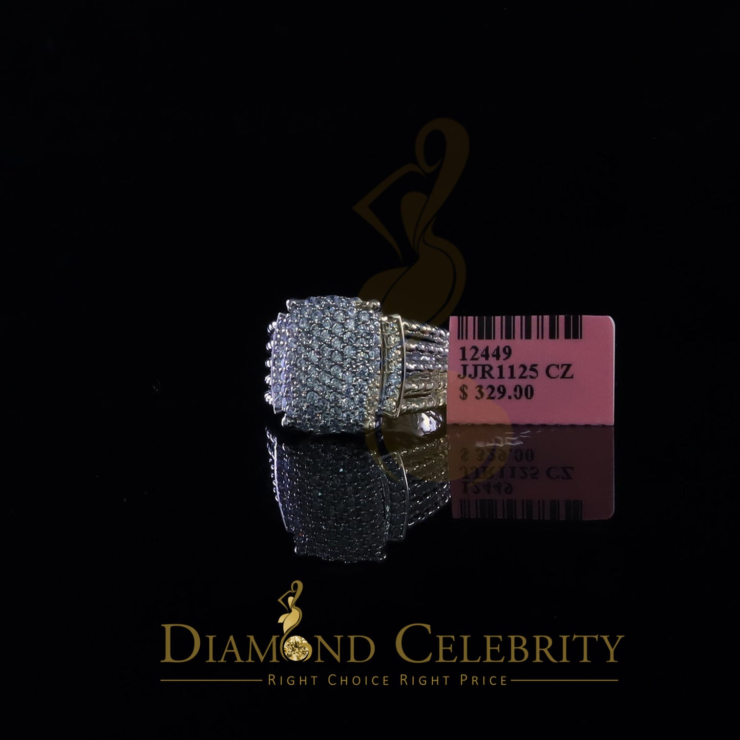 DiamondCelebritees Silver Sterling White 1.95ct Cubic Zirconia Adjustable Men Ring From SZ 8 to 10
