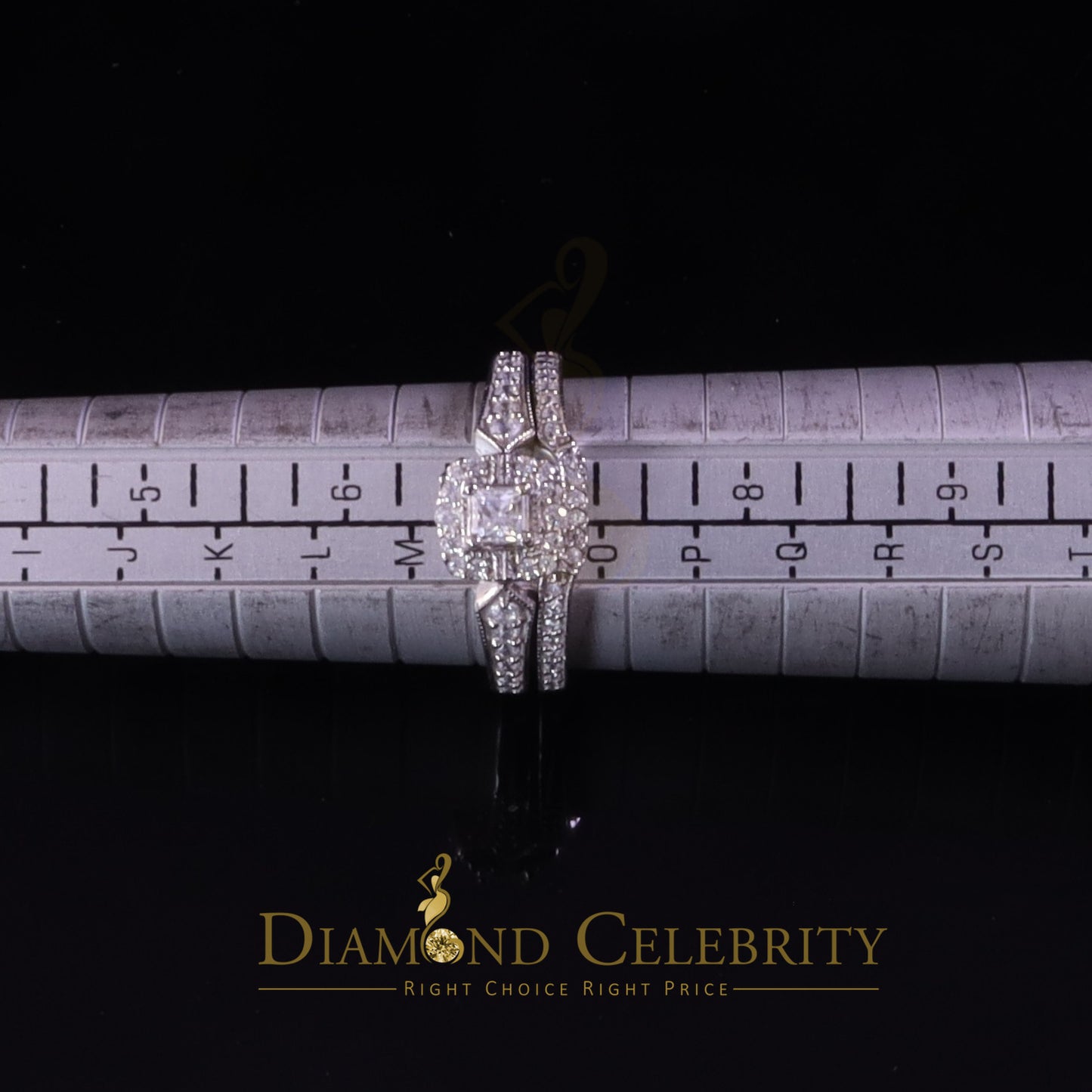 DiamondCelebritees 1.03ct Cubic Zirconia Sterling White Silver Square Bridal Womens style Ring Sz 7