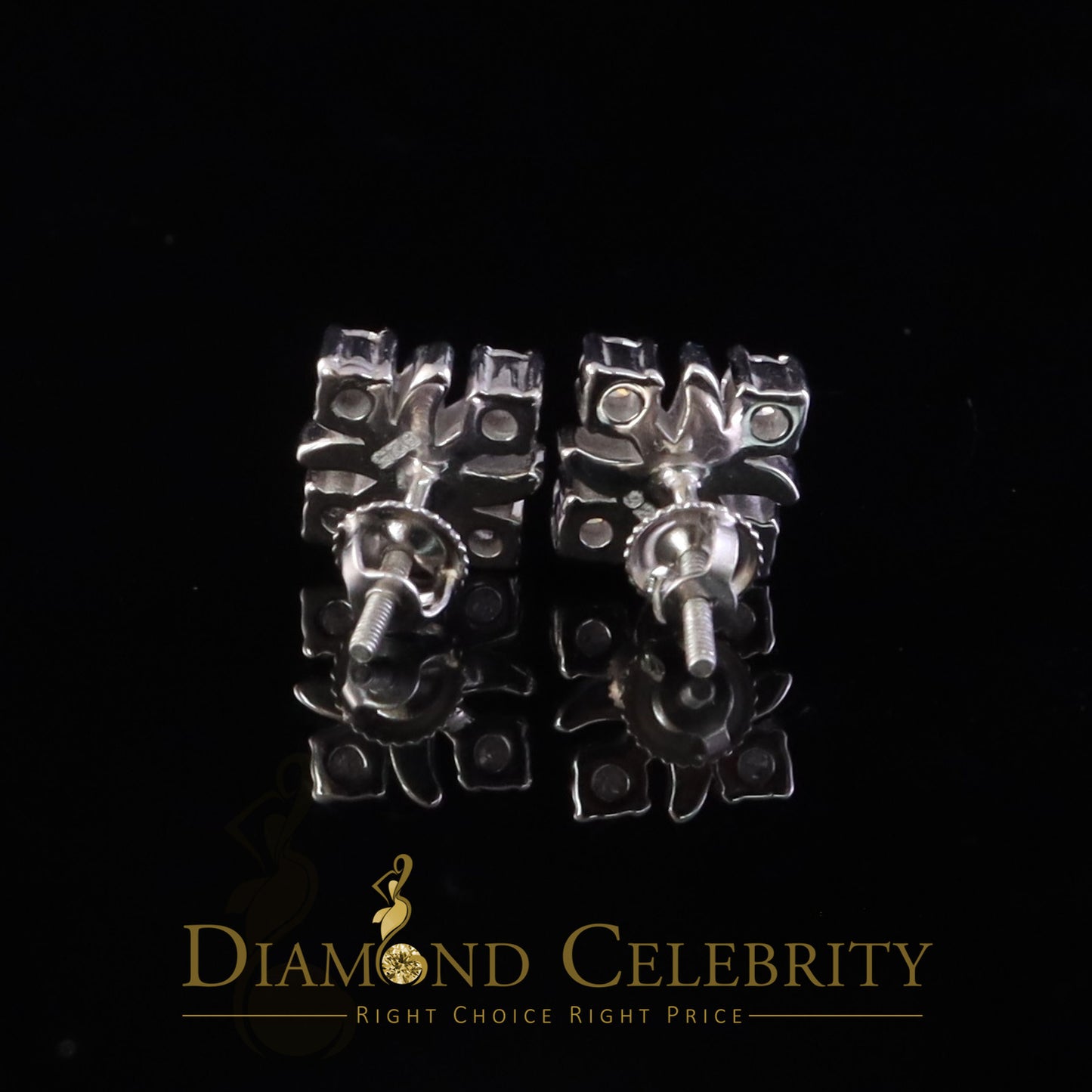 Diamondcelebritees 925 White Silver 0.50ct VVS 'D' Moissanite XOXO Stud Earring Men's/Womens