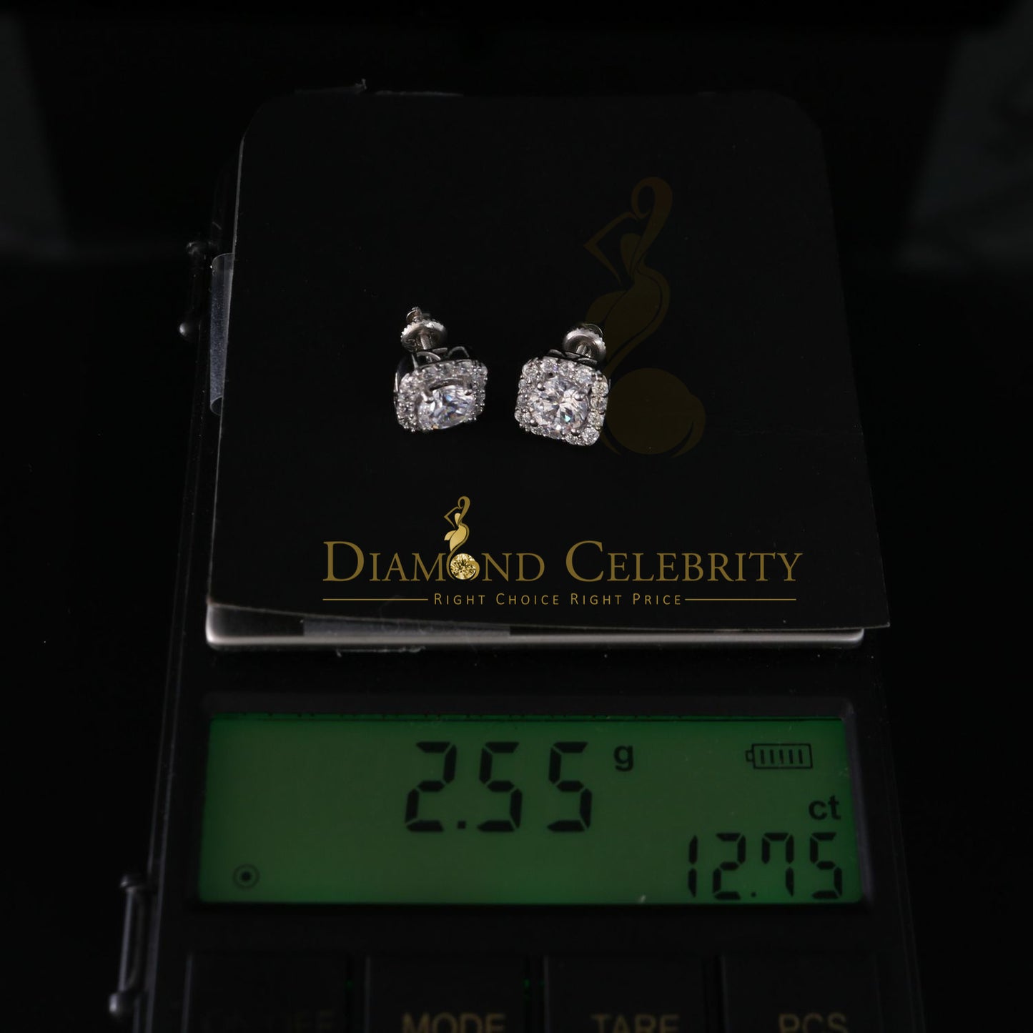 DiamondCelebritees White 3.8ct Cubic Zirconia 925 Sterling Silver Women's & Men's Square Earrings