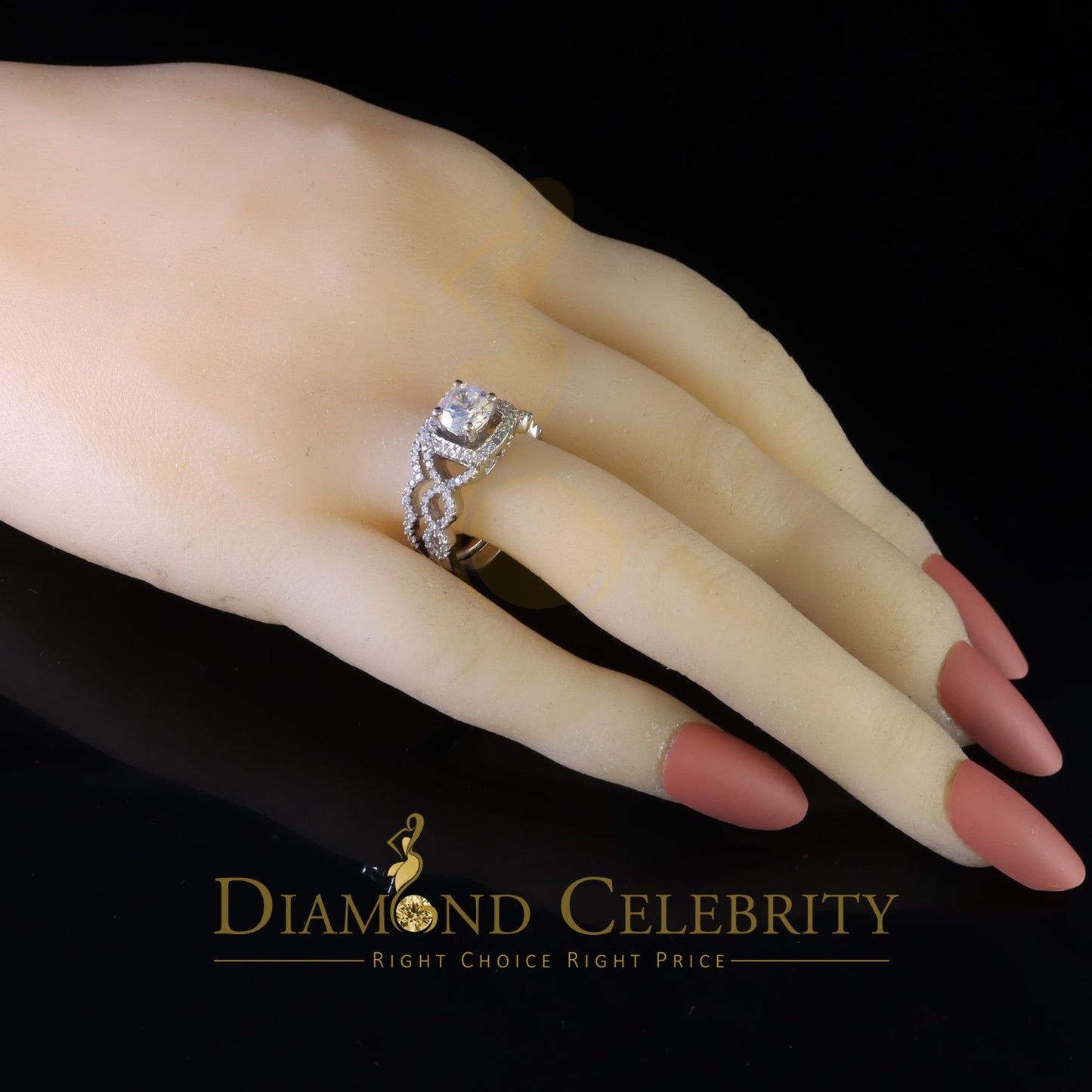 DiamondCelebritees Sterling Silver Square Cubic Zirconia 1.80ct Bridal White Womens Ring Size 7