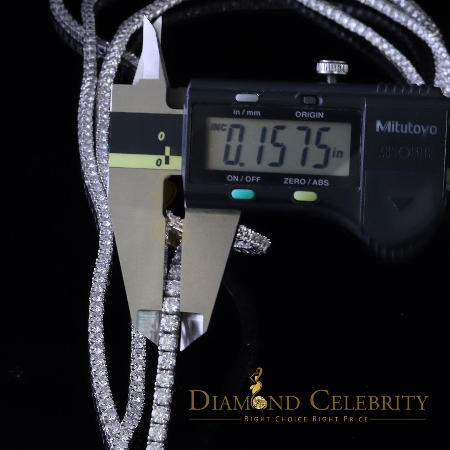 DiamondCelebritees Tennis Necklace 925 Silver White 90ct Moissanite size 18/20/22 inch & Width 4mm