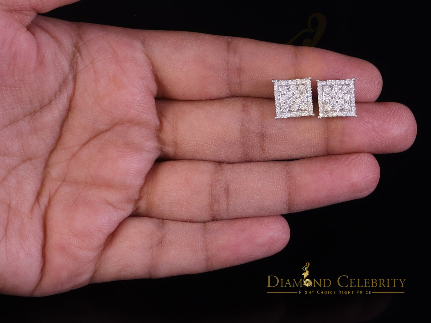 Diamondcelebritees Men's/Womens 925 Silver White 1.25ct VVS 'D' Moissanite Stone Square Earrings