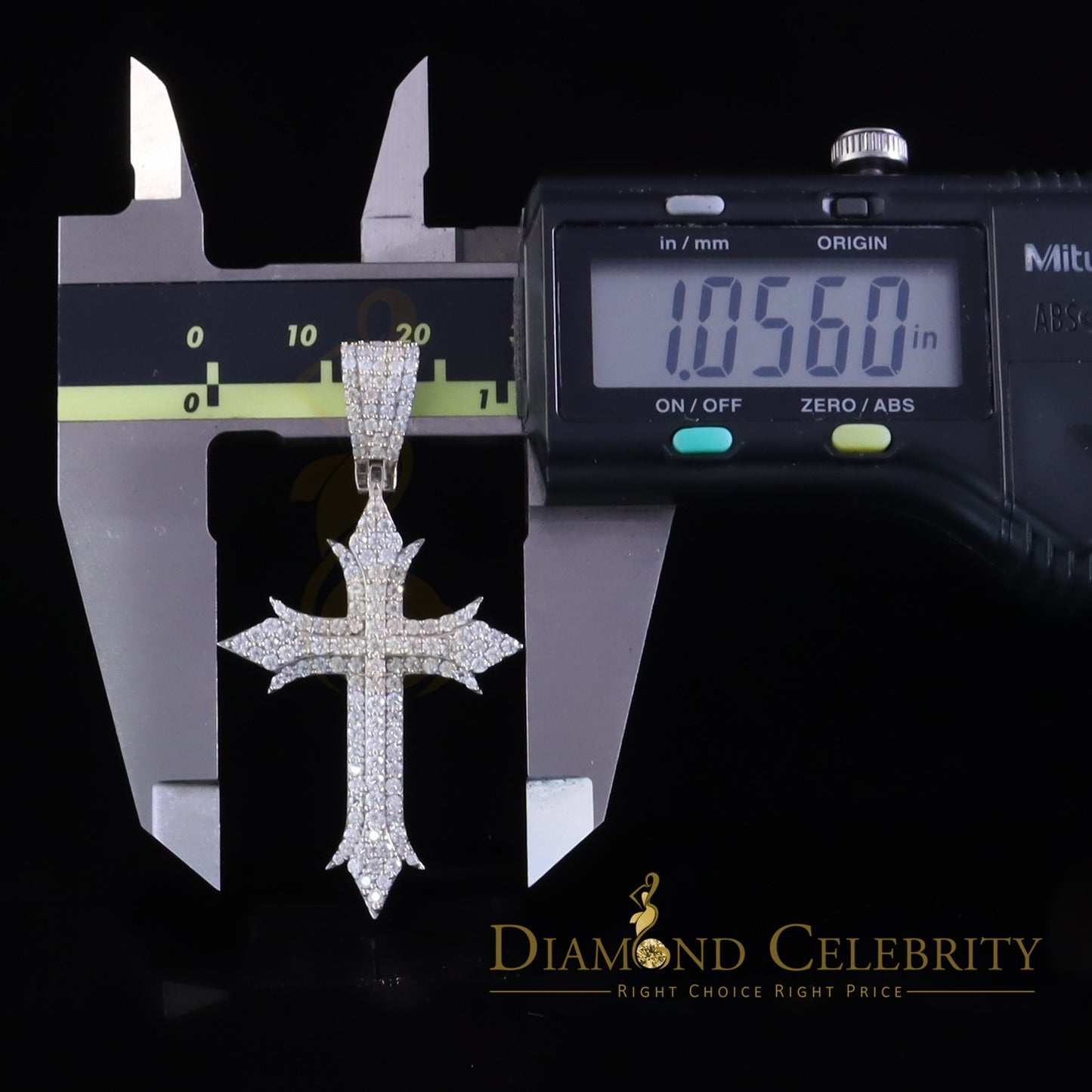 Diamondcelebritees Shiny 2.0ct VVS D Moissanite White Silver Charm Cross Pendant Men's & Women's