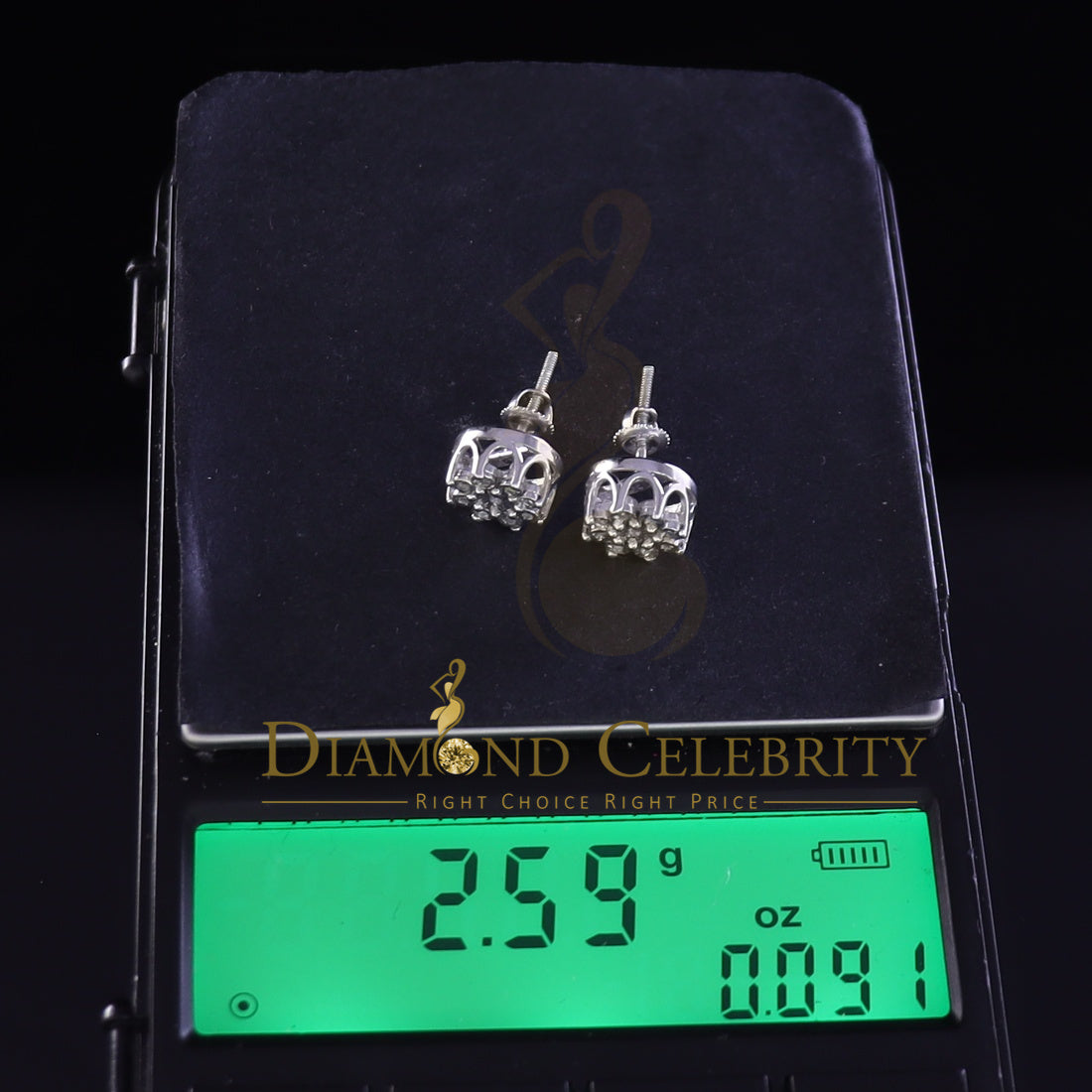 DiamondCelebritees 925 Sterling Silver White 0.10ct Diamond For Men's & Women's Floral Earrings