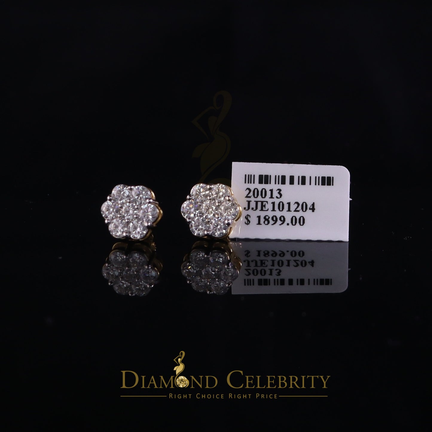 DiamondCelebritees Stud FLORAL Earrings 10k Real Yellow Gold 1.50ct VVS 'D' Color Real Moissanite