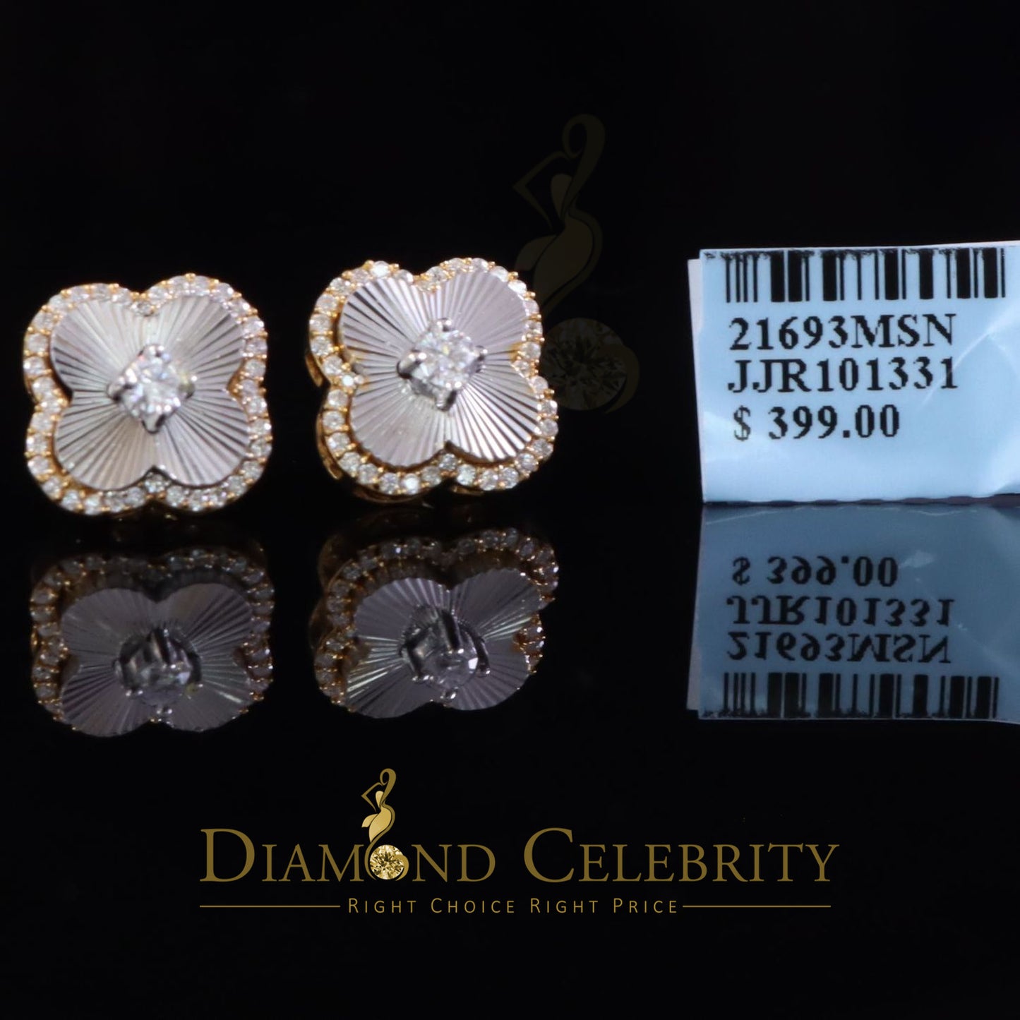 DiamondCelebritees 925 Yellow Silver0.66ct VVS 'D' Moissanite Square Stud Earring Men's/Womens