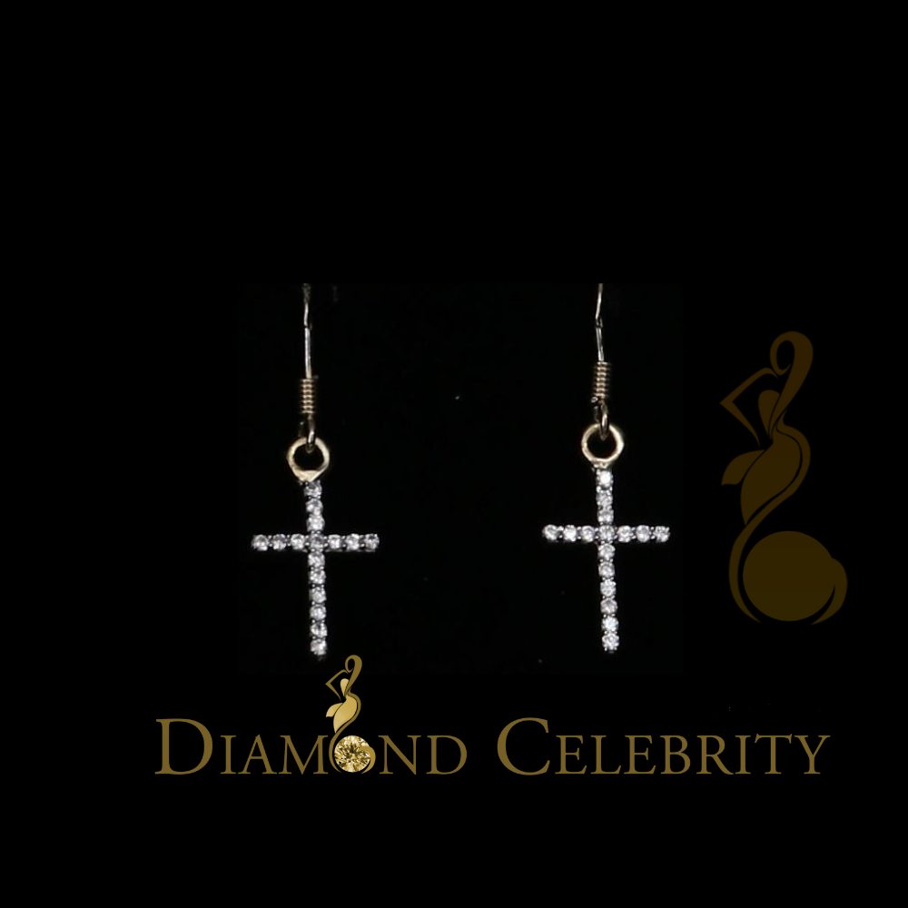 DiamondCelebritees Yellow 0.40ct Sterling 925 Silver Hip Hop Cross Dangling Women's & Men's Earring