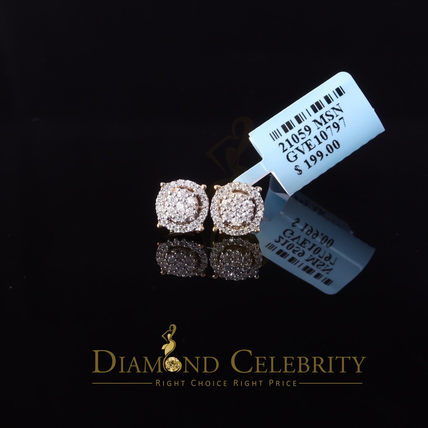 DiamondCelebritees 925 Silver Yellow 0.40ct VVS 'D' Moissanite Round Men's / Womens Stud Earrings