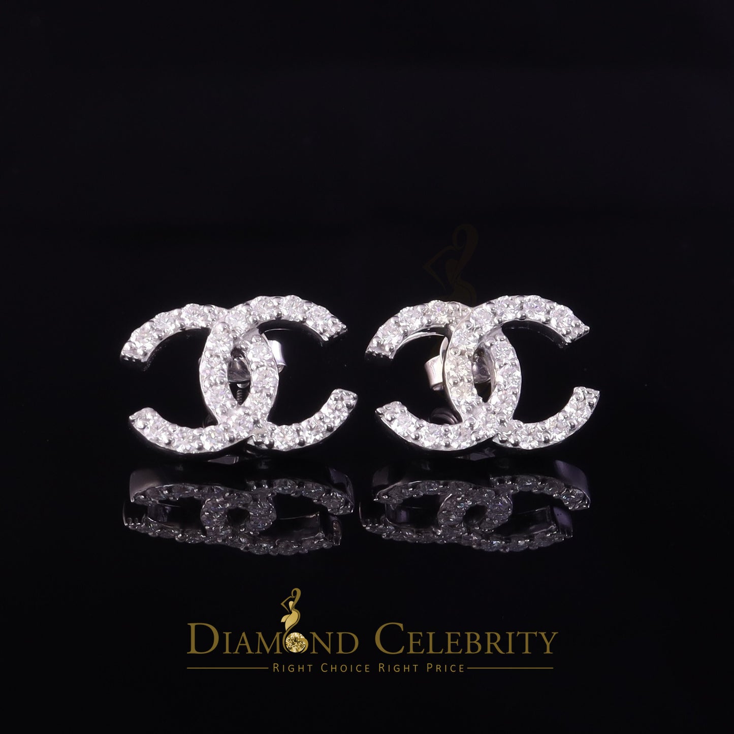 Diamondcelebritees 1.25ct VVS 'D' Moissanite Mens/Womens 925 Silver White Stud Earrings